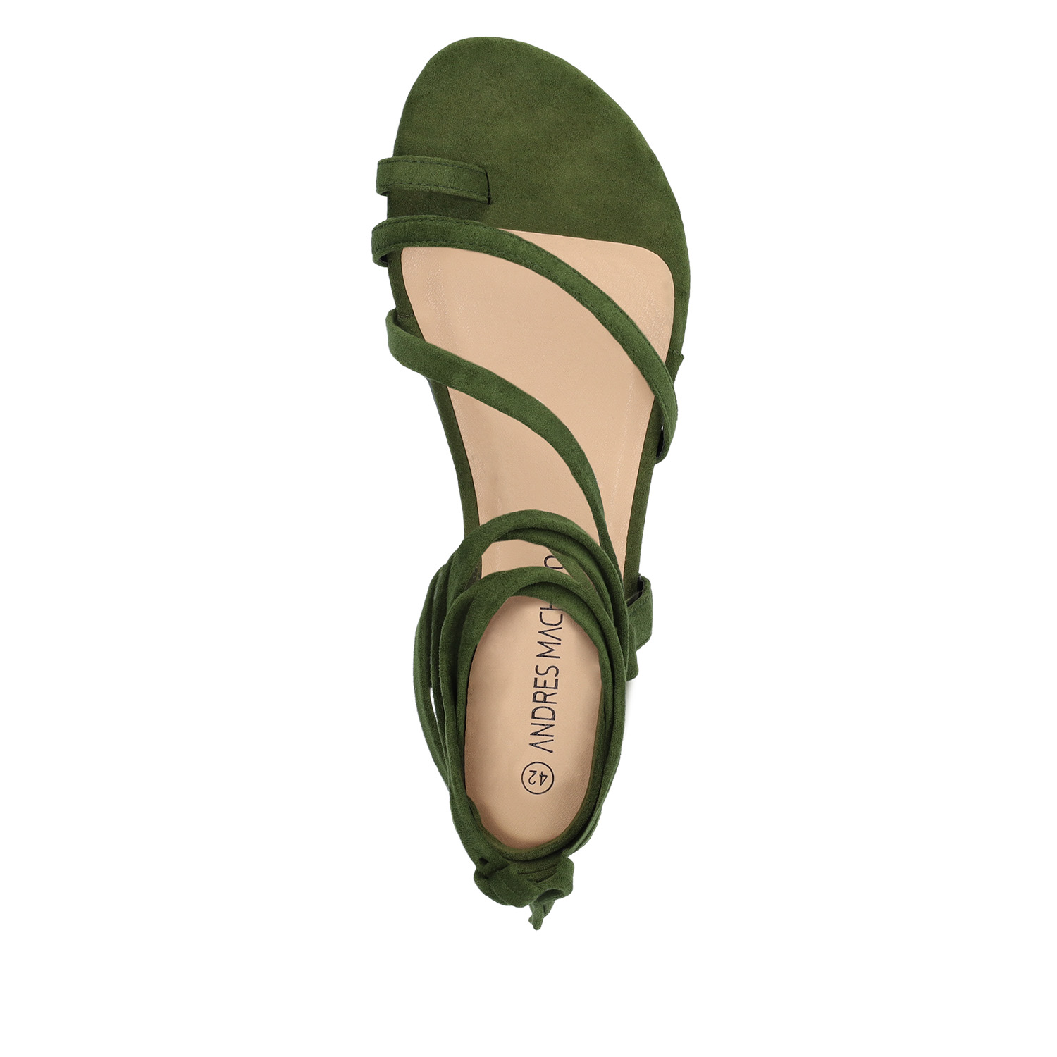 Sandale plate en suédine Vert Kaki 