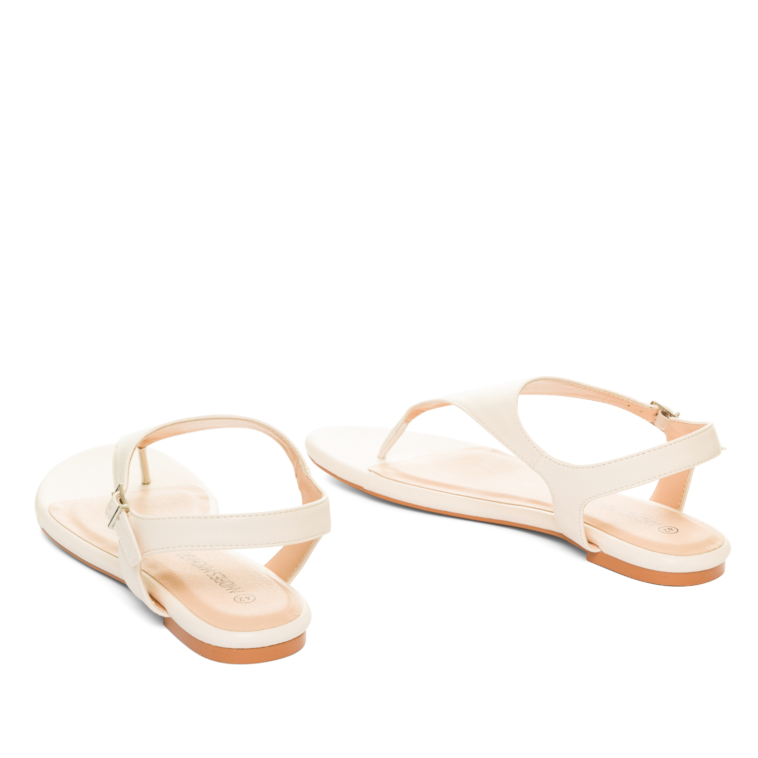 Off-white faux leather flat sandals 