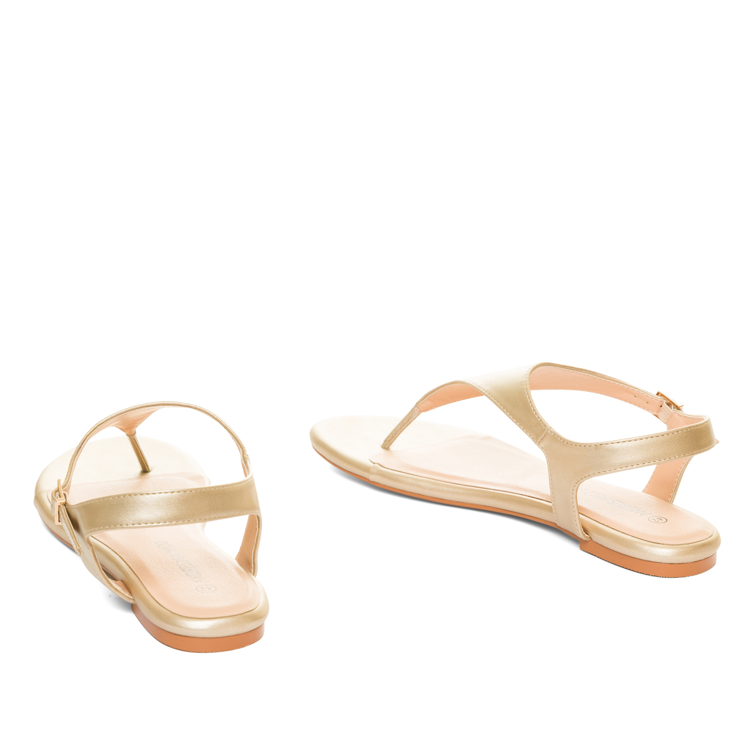 Gold faux leather flat sandals 