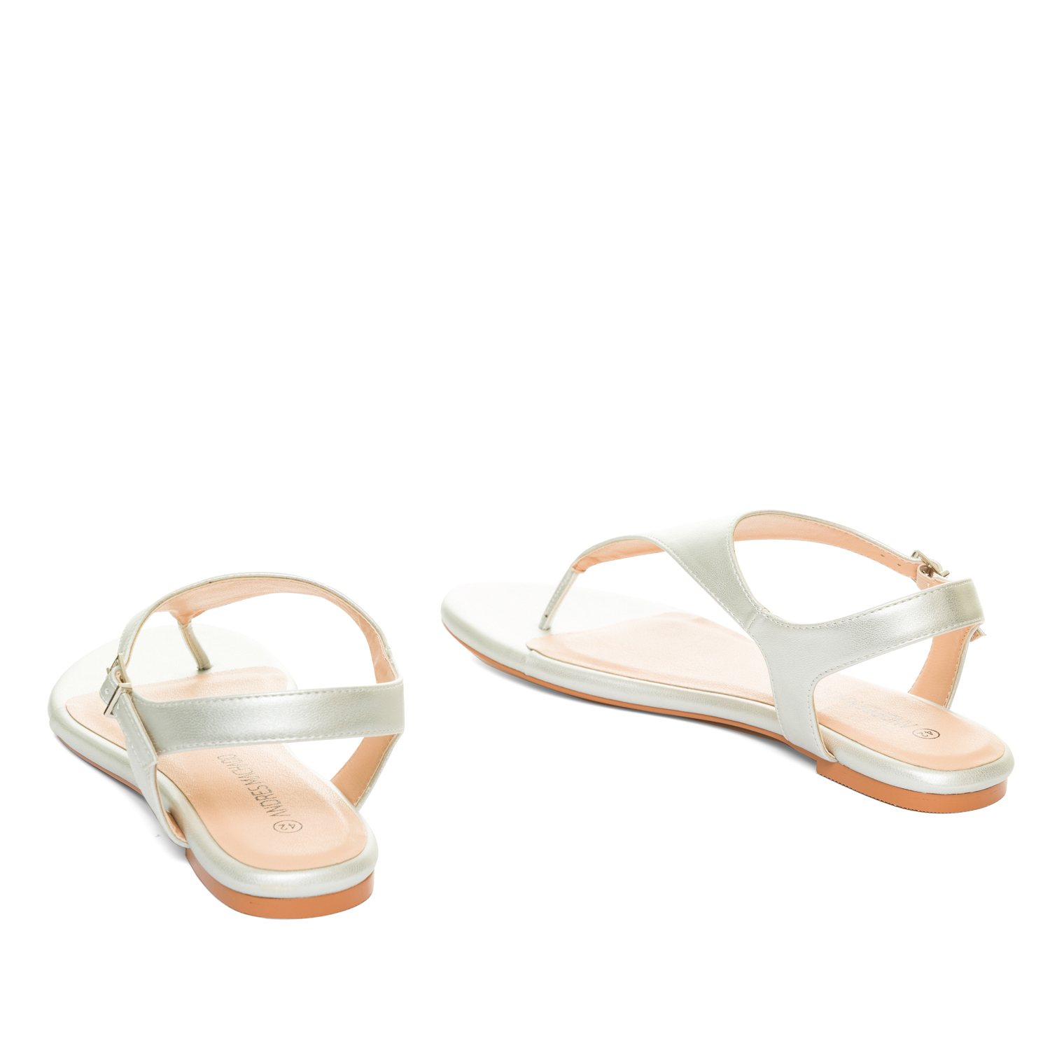 Silver faux leather flat sandals 