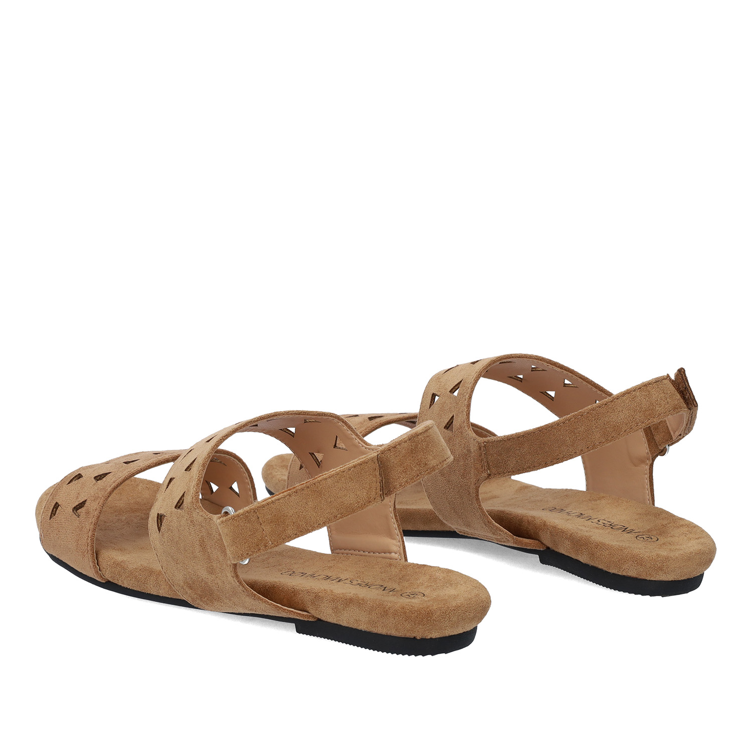 Camel colored faux suede flat sandals 