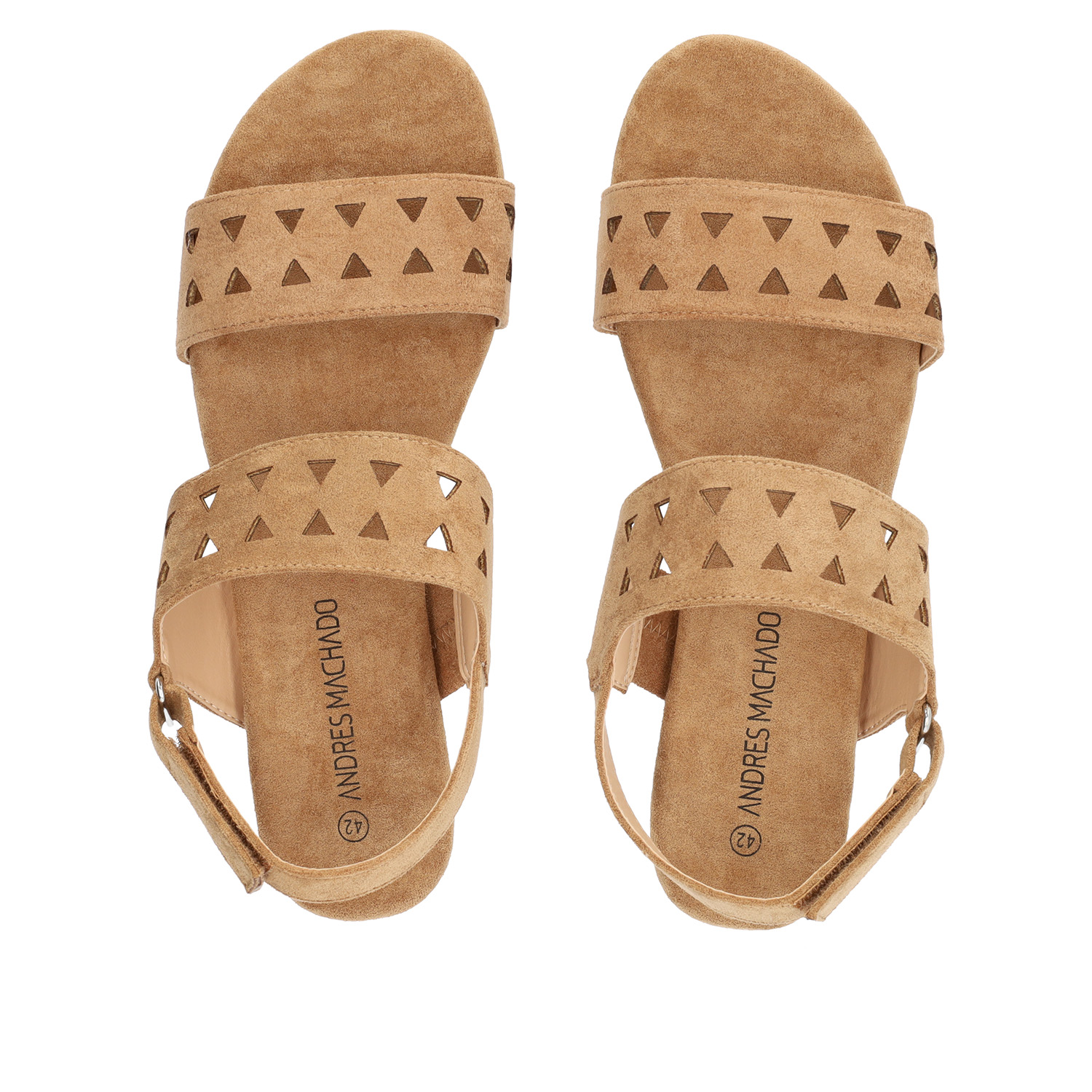 Sandale plate en simili cuir Camel 