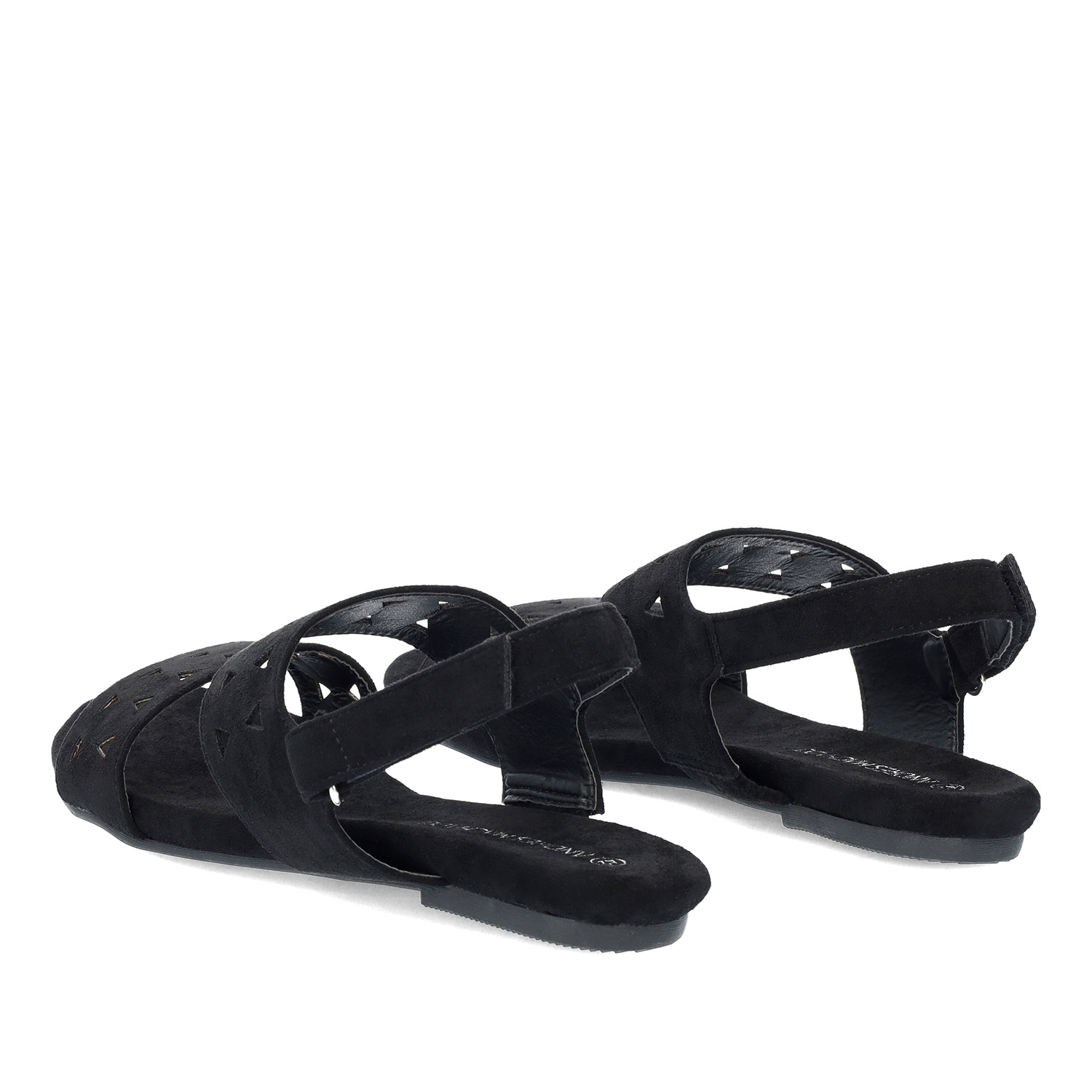 Sandale plate en simili cuir Noir 