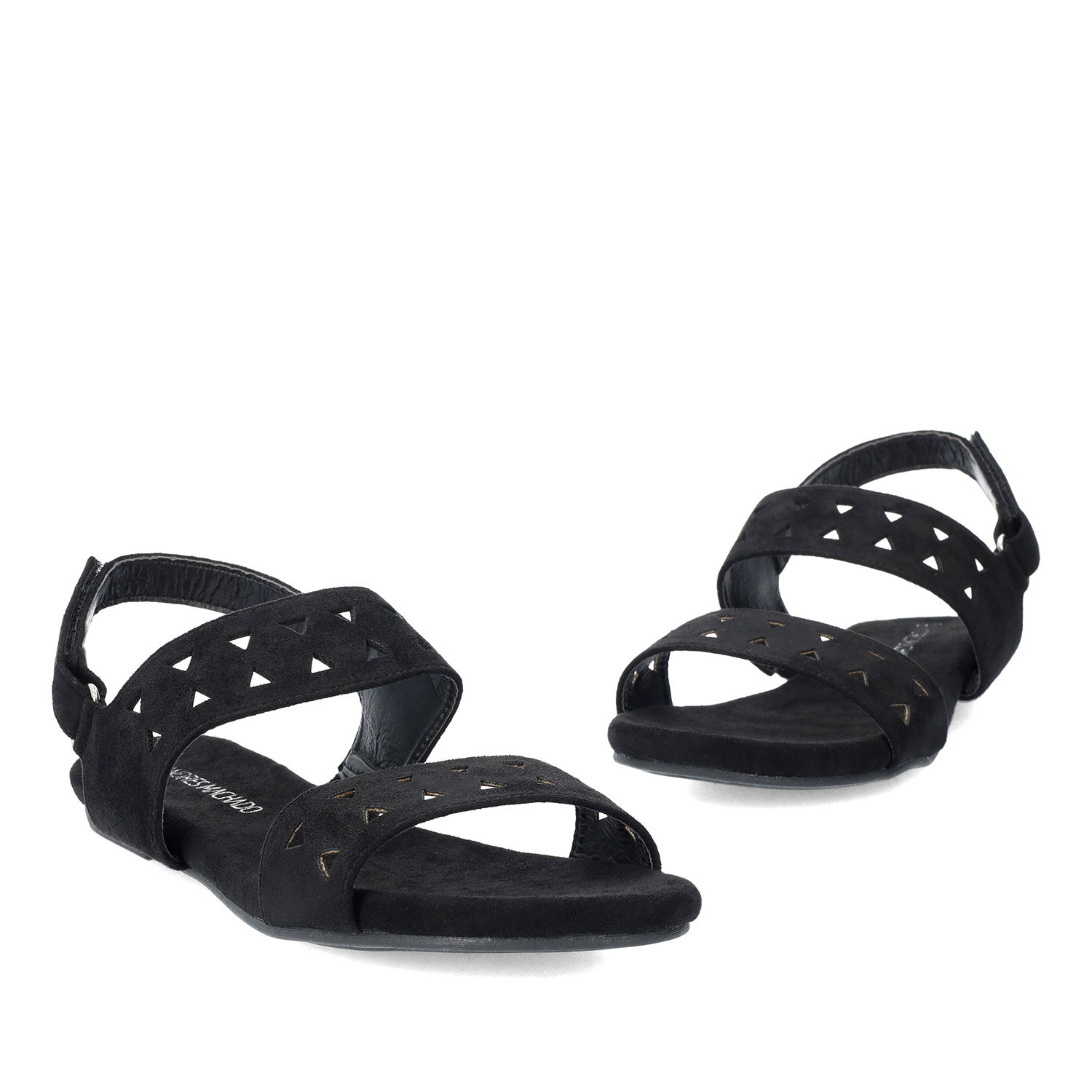 Sandale plate en simili cuir Noir 