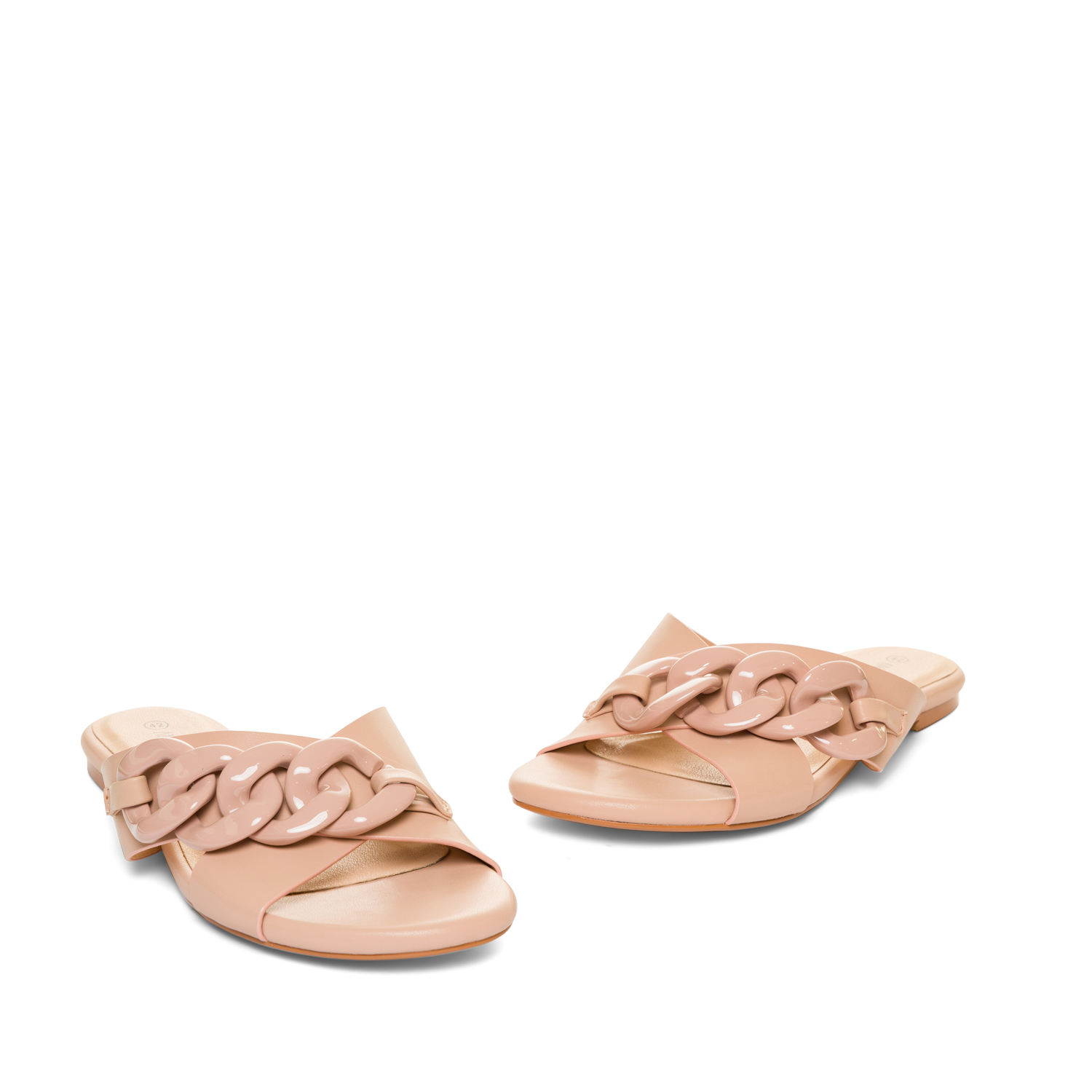 Nude faux leather flat sandals 