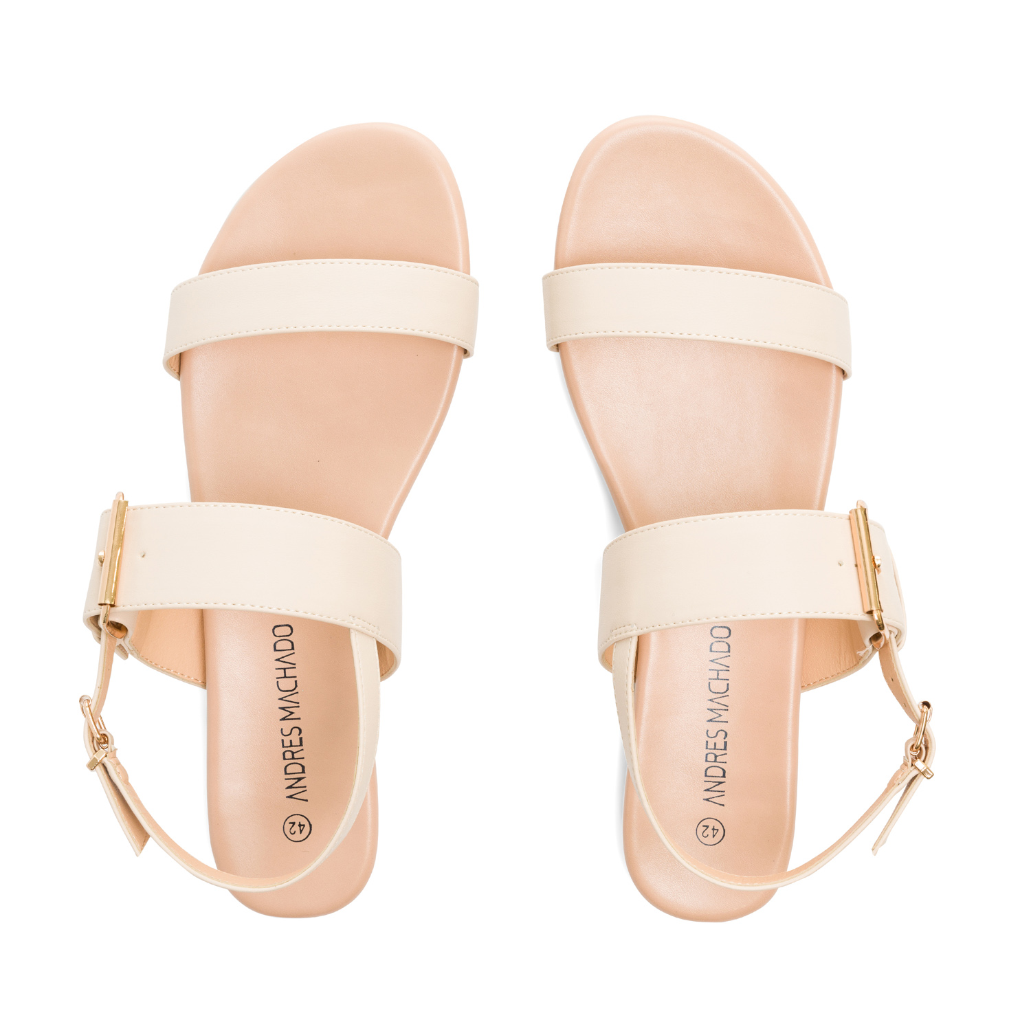 Off-white faux leather flat sandals 
