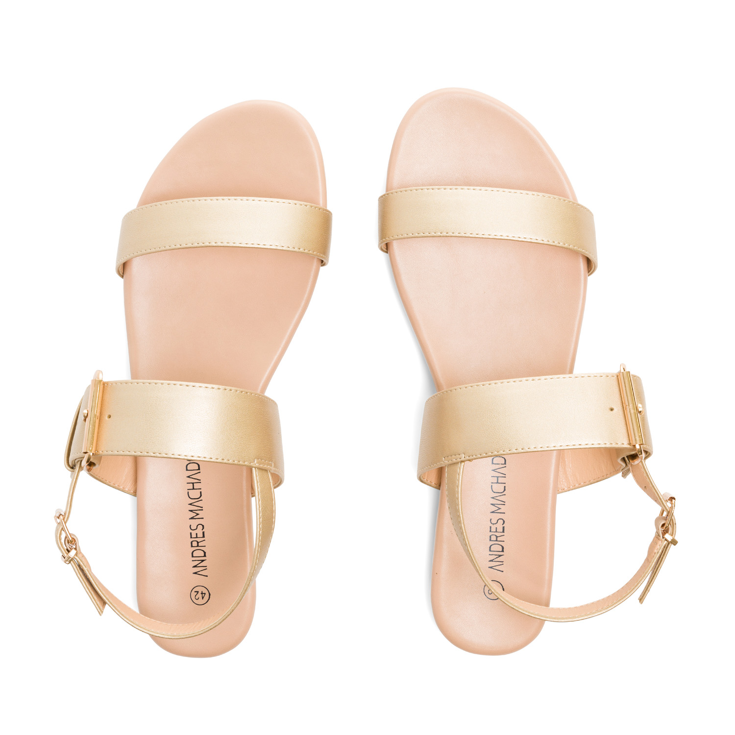 Gold faux leather flat sandals 