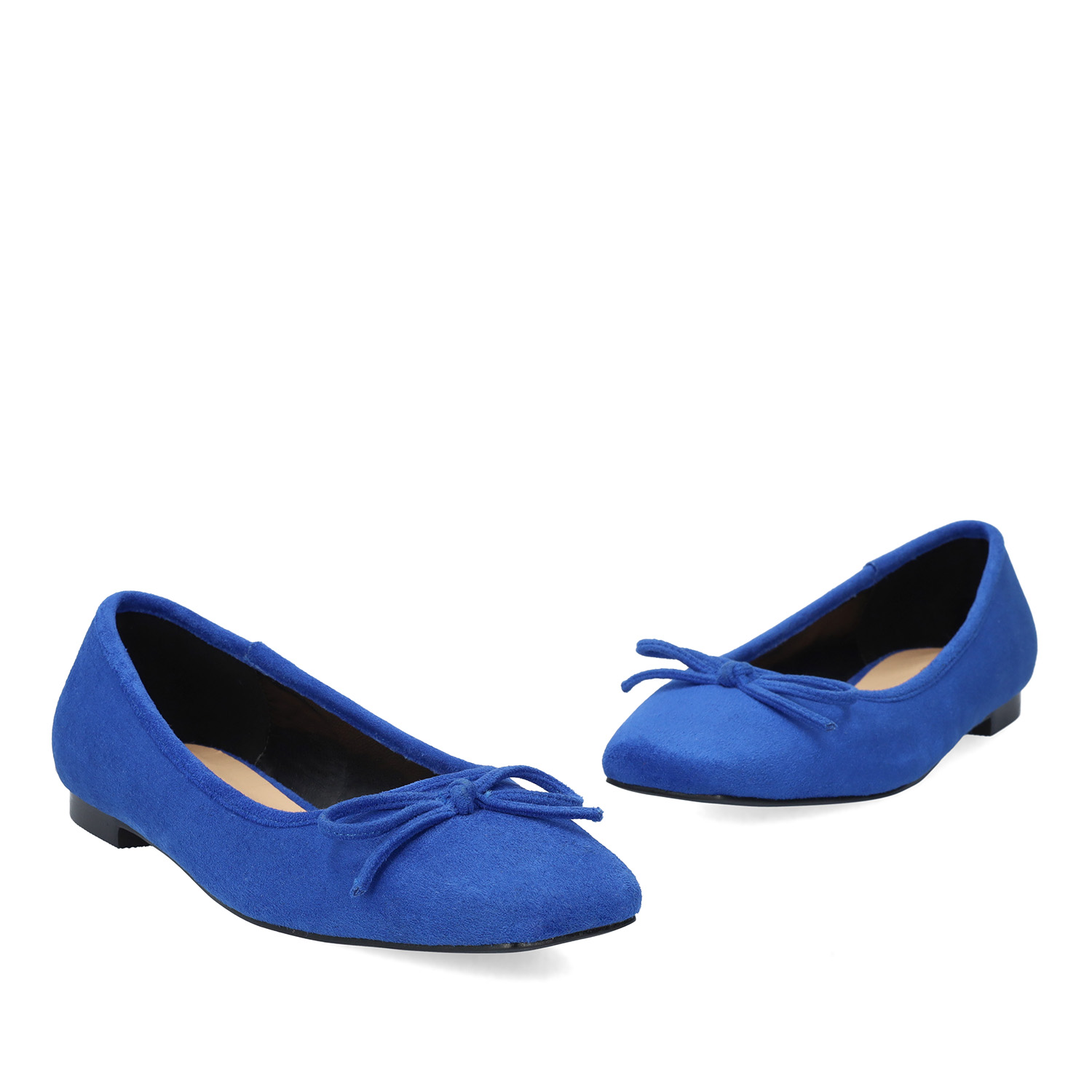 Flat ballerinas in blue faux suede 