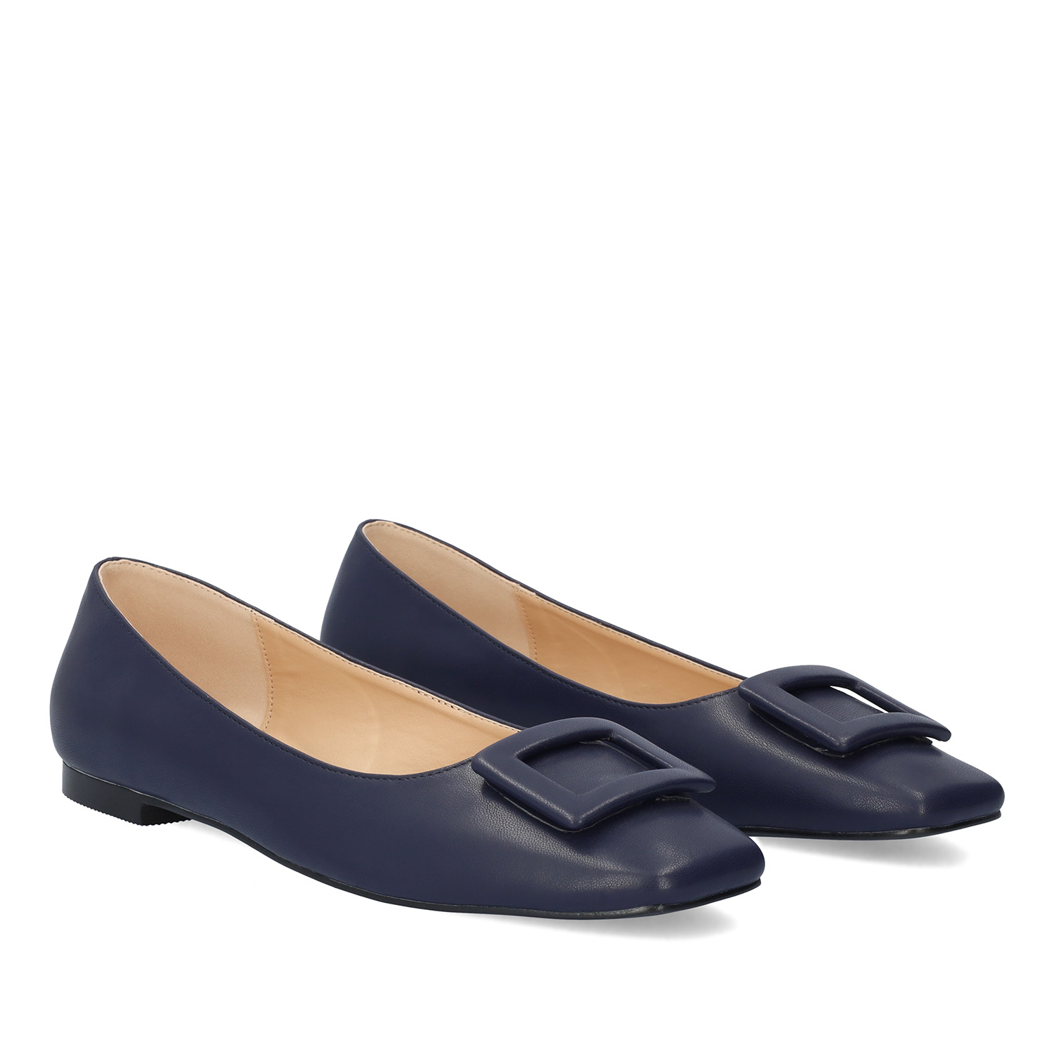 Flat ballerinas in navy faux leather 