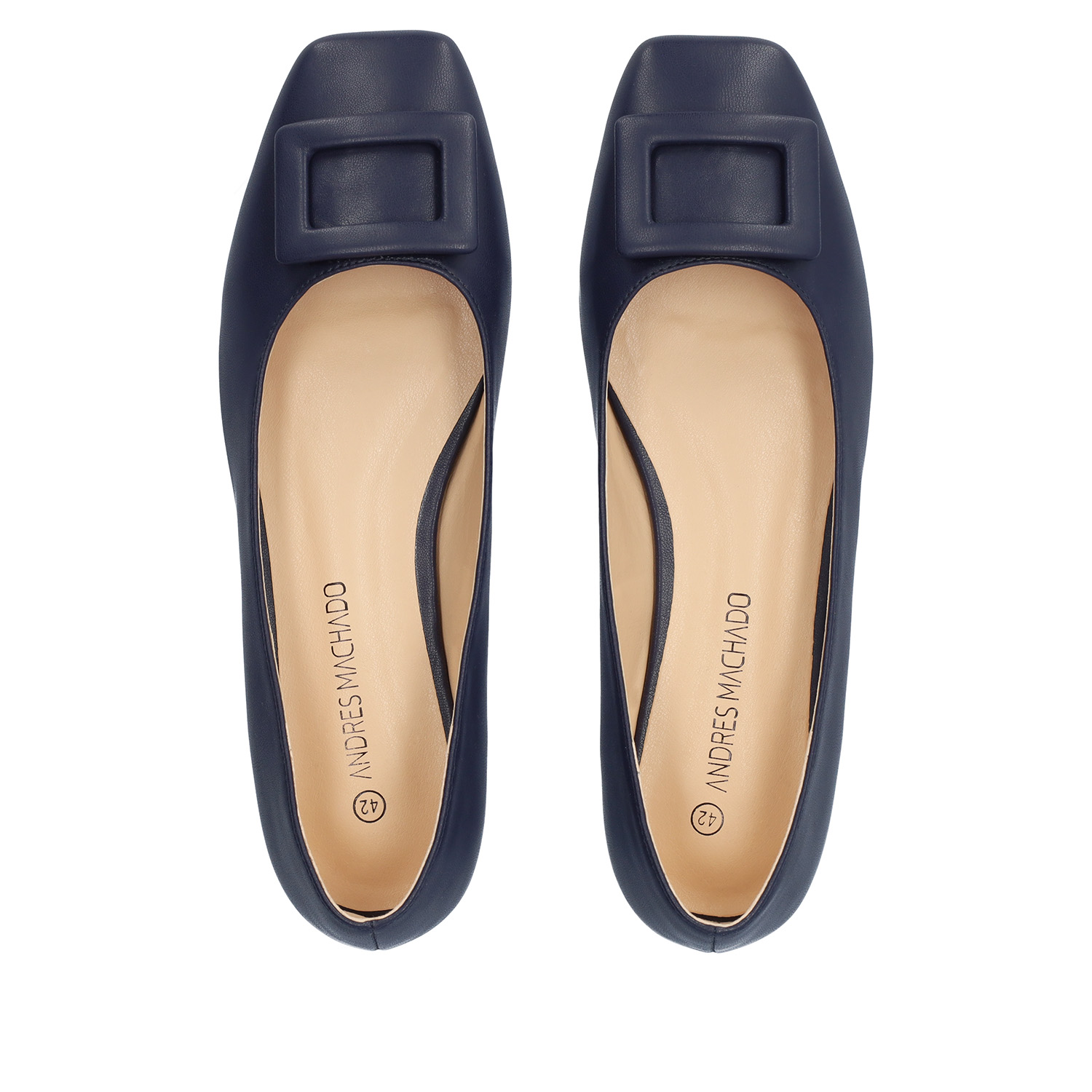 Flat ballerinas in navy faux leather 