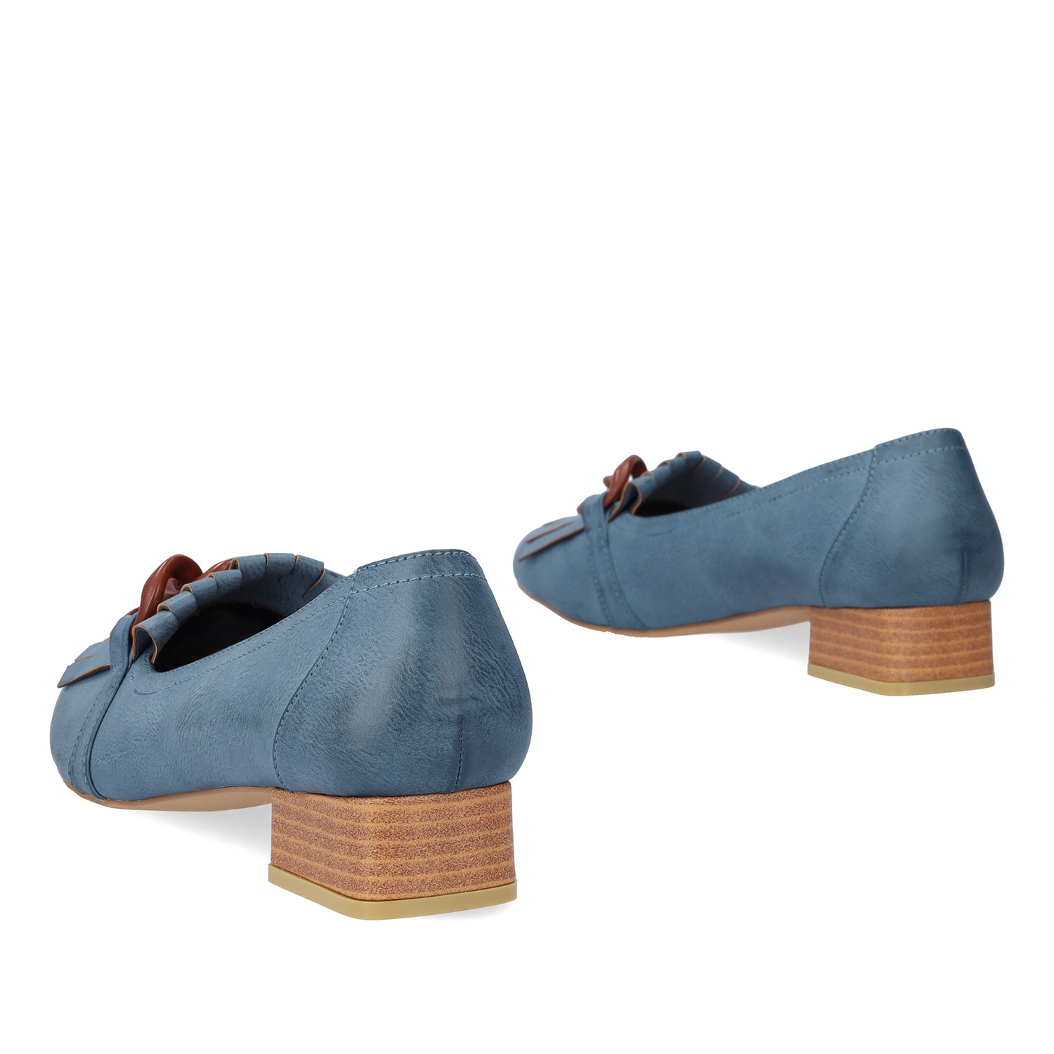 Blue embossed faux leather shoes 