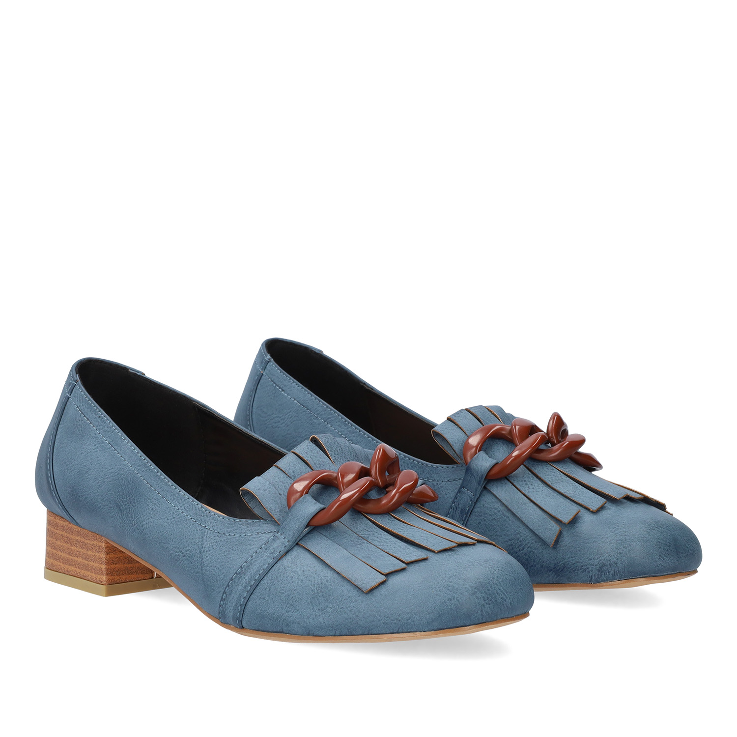 Blue embossed faux leather shoes 