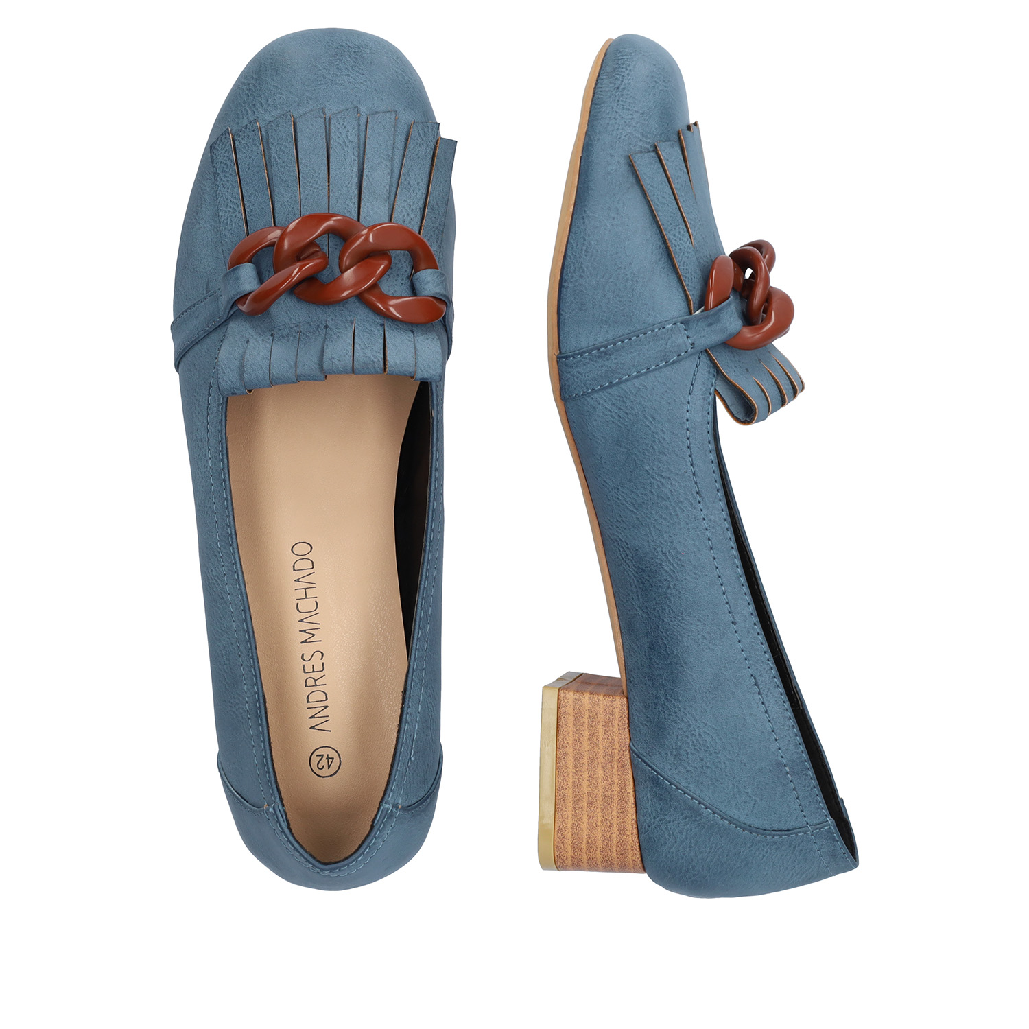 Loafer aus blauem Lederimitat mit Prägung 