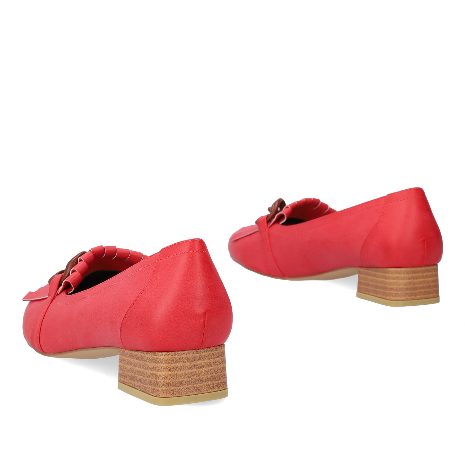 Red embossed faux leather shoes 