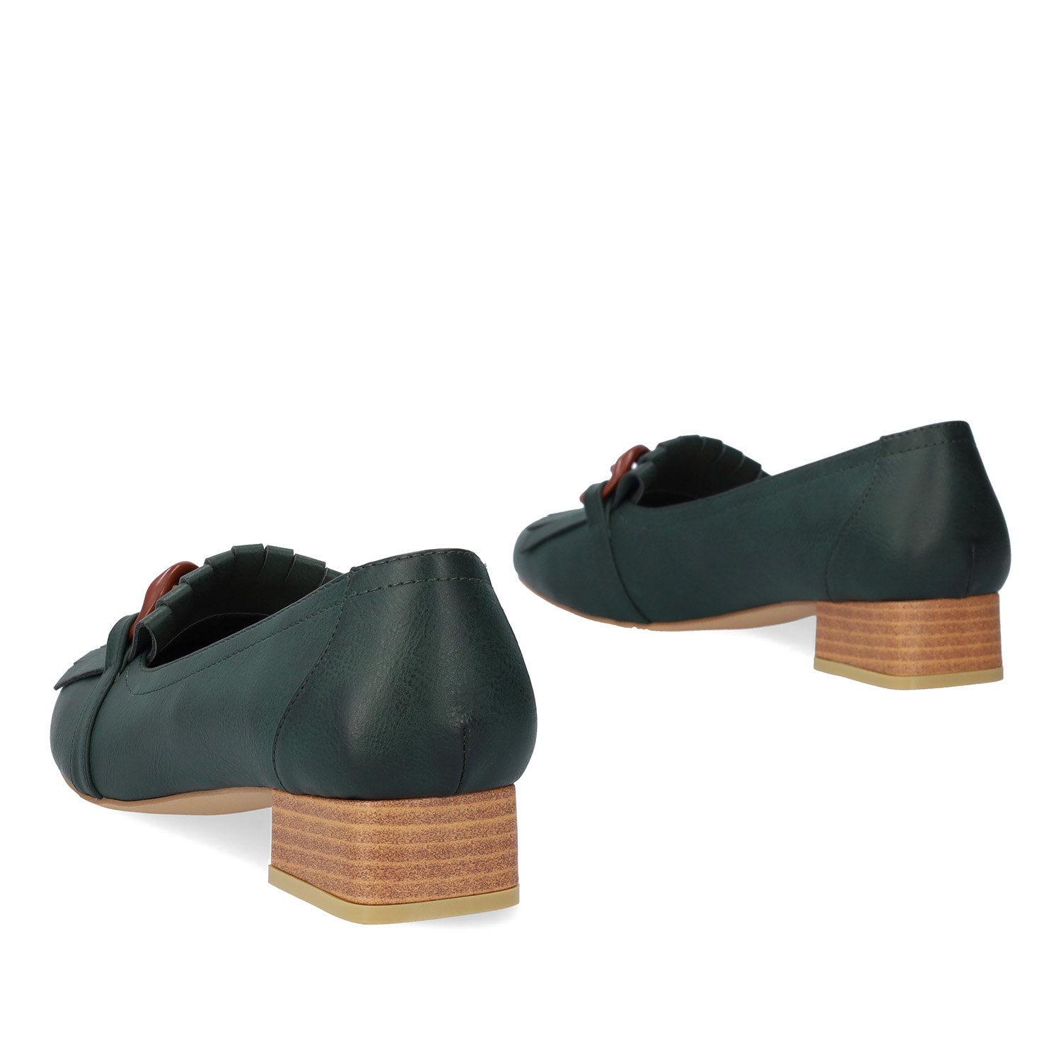 Green embossed faux leather shoes 