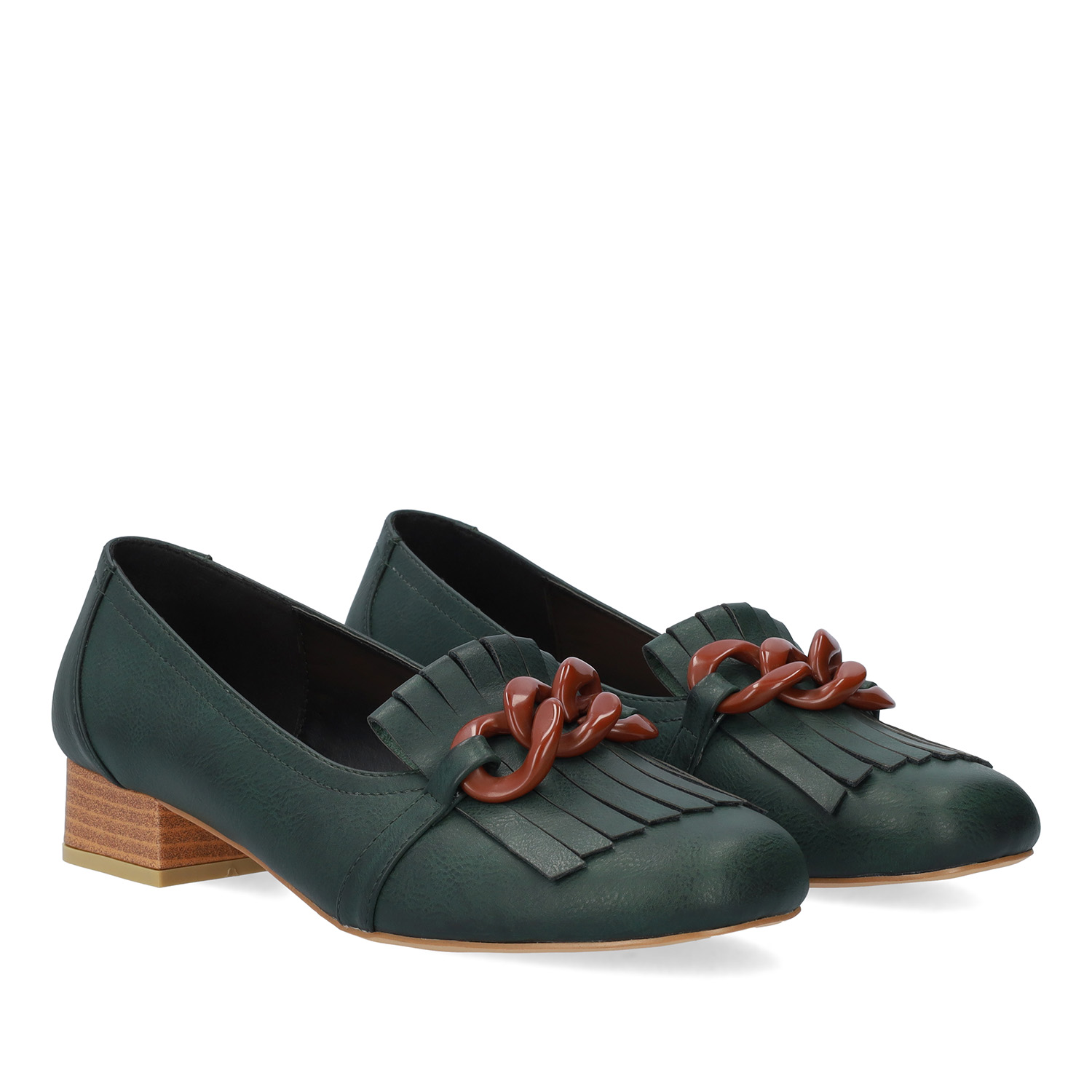 Green embossed faux leather shoes 