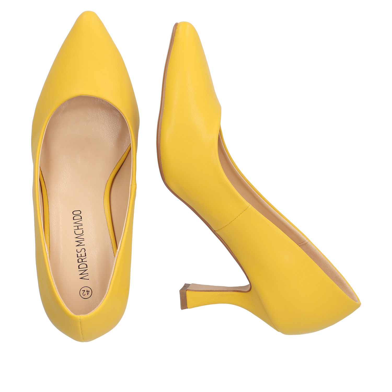 Heeled shoes in yellow faux leather 
