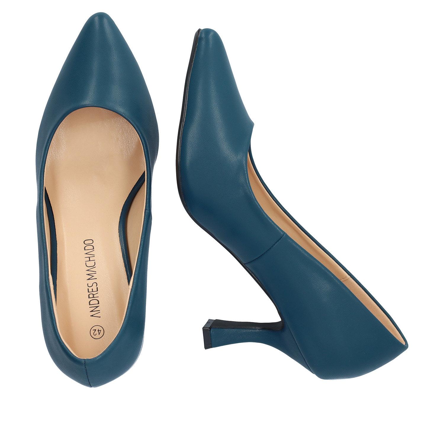 Heeled shoes in blue faux leather 