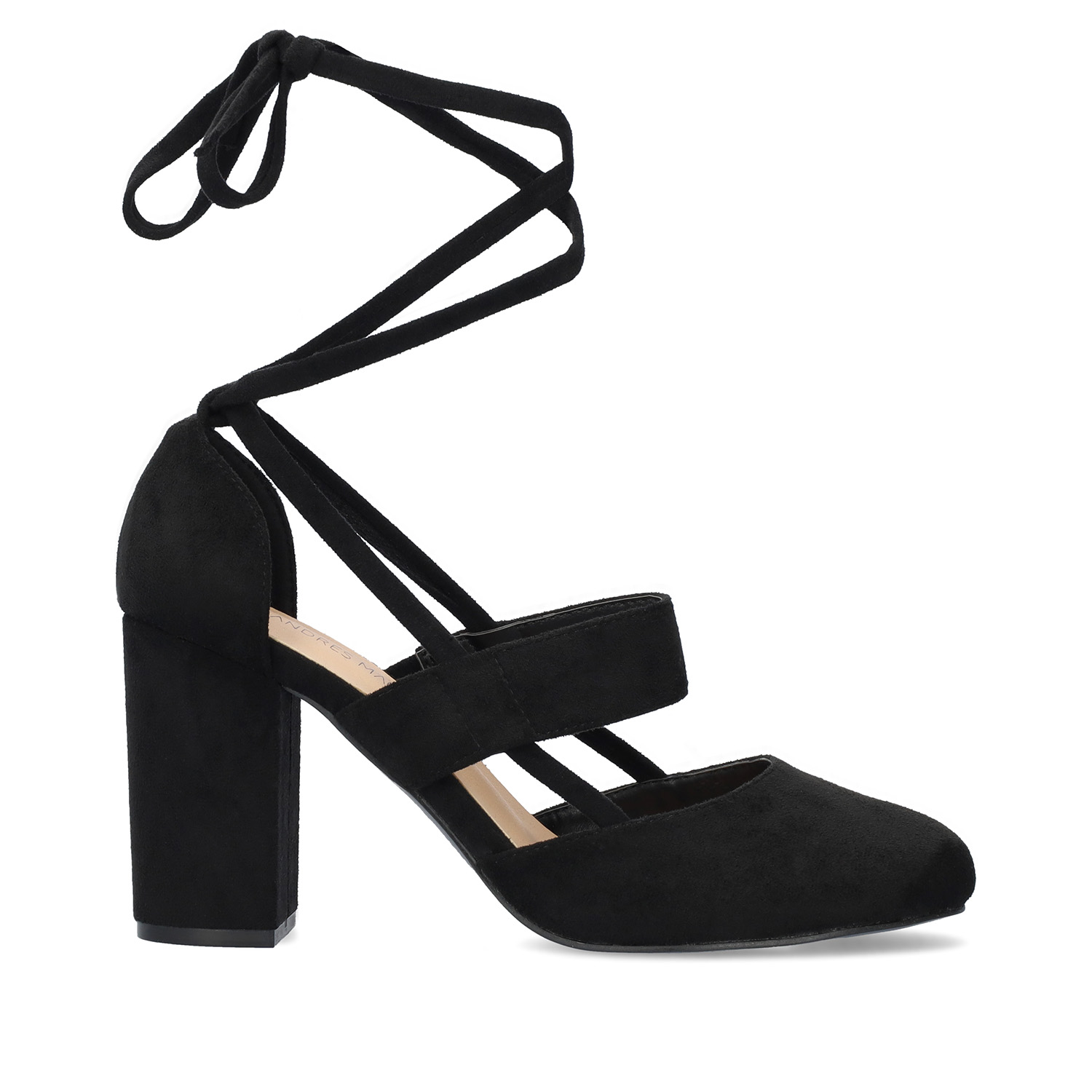 Heeled shoes in black faux suede 