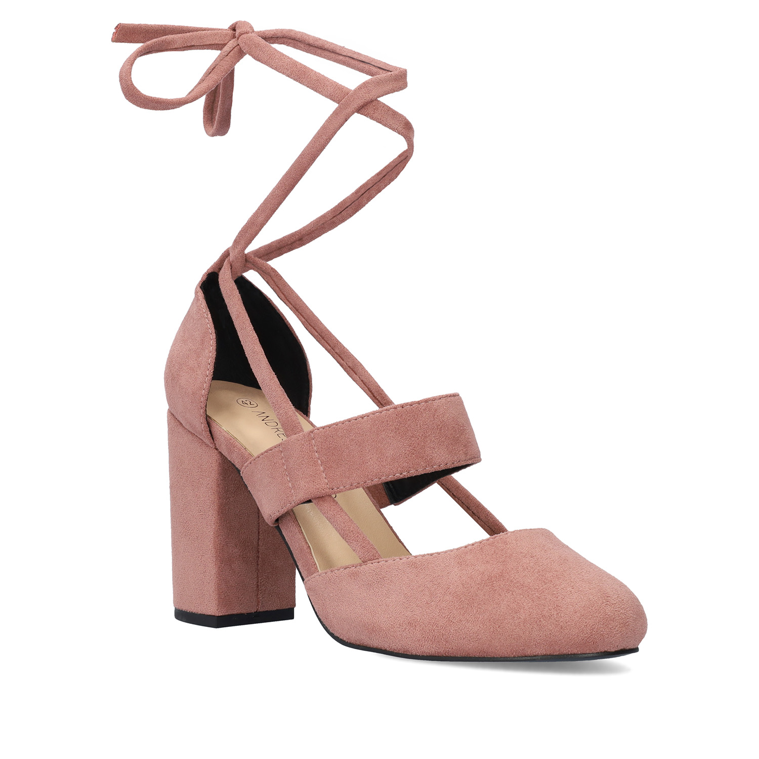 Heeled shoes in pink faux suede 
