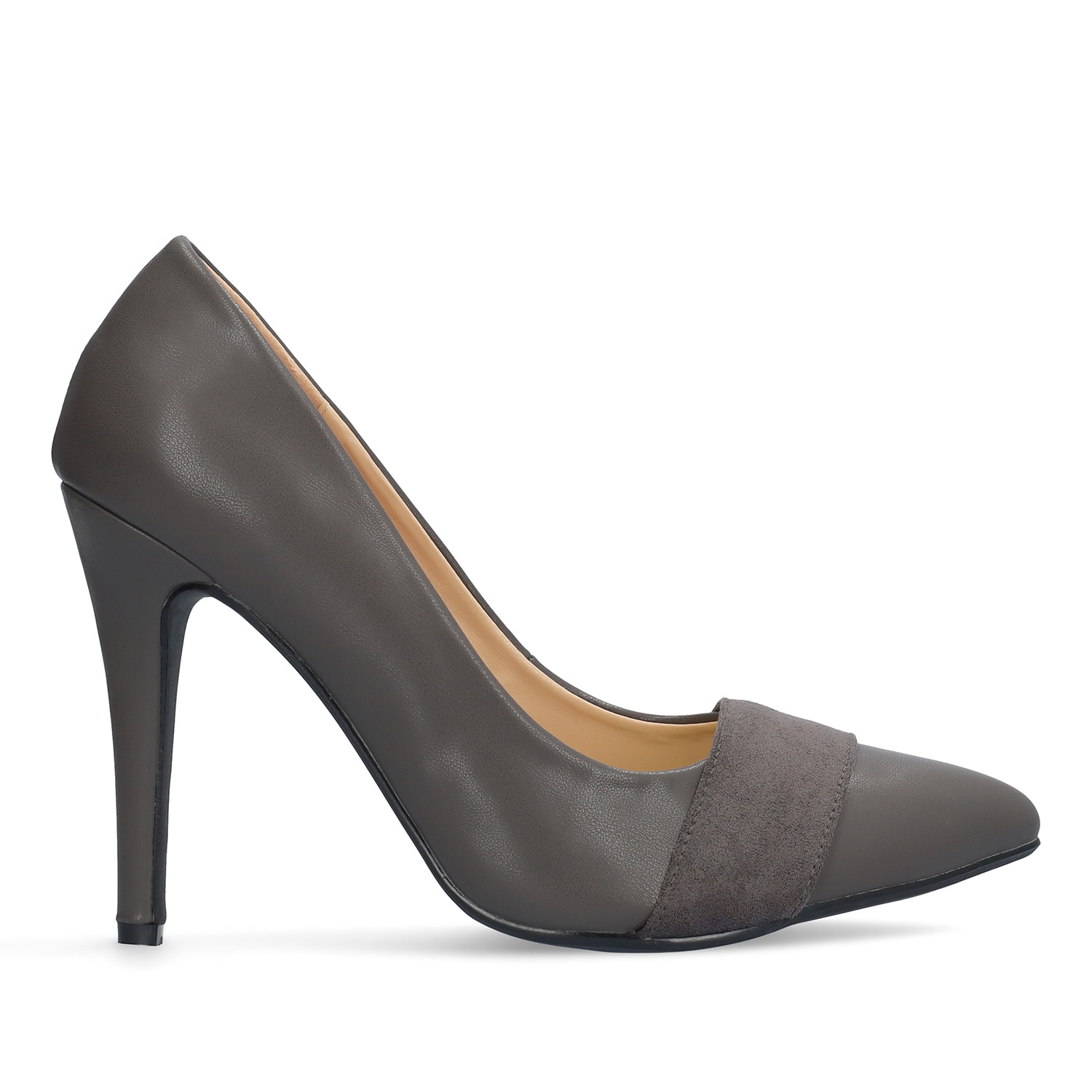 Fine tip stilettos in grey faux leather 
