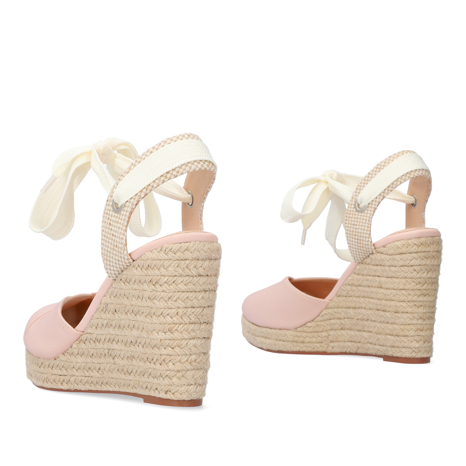 Nude fabric espadrille with jute wedge 