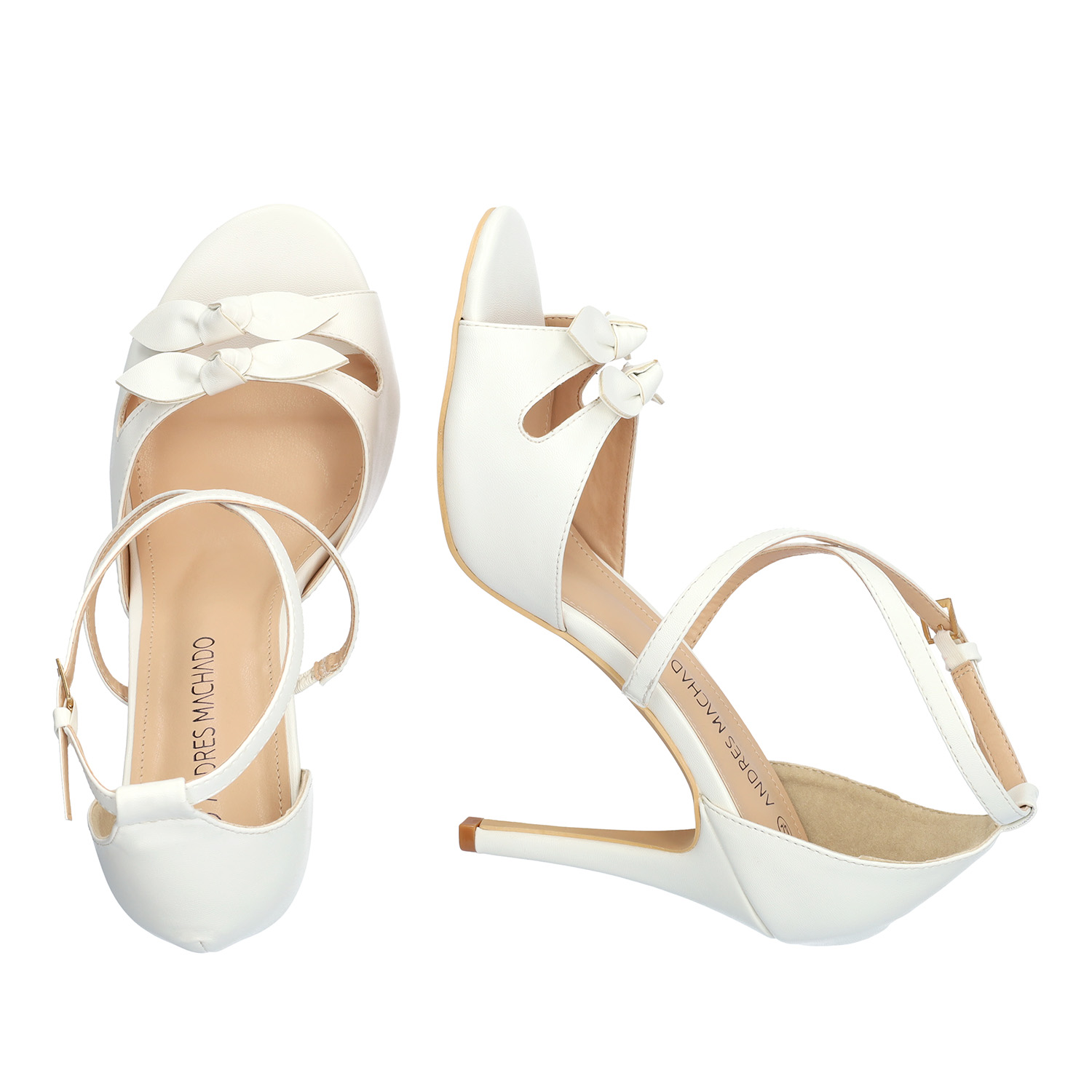 White soft color high-heeled sandals 