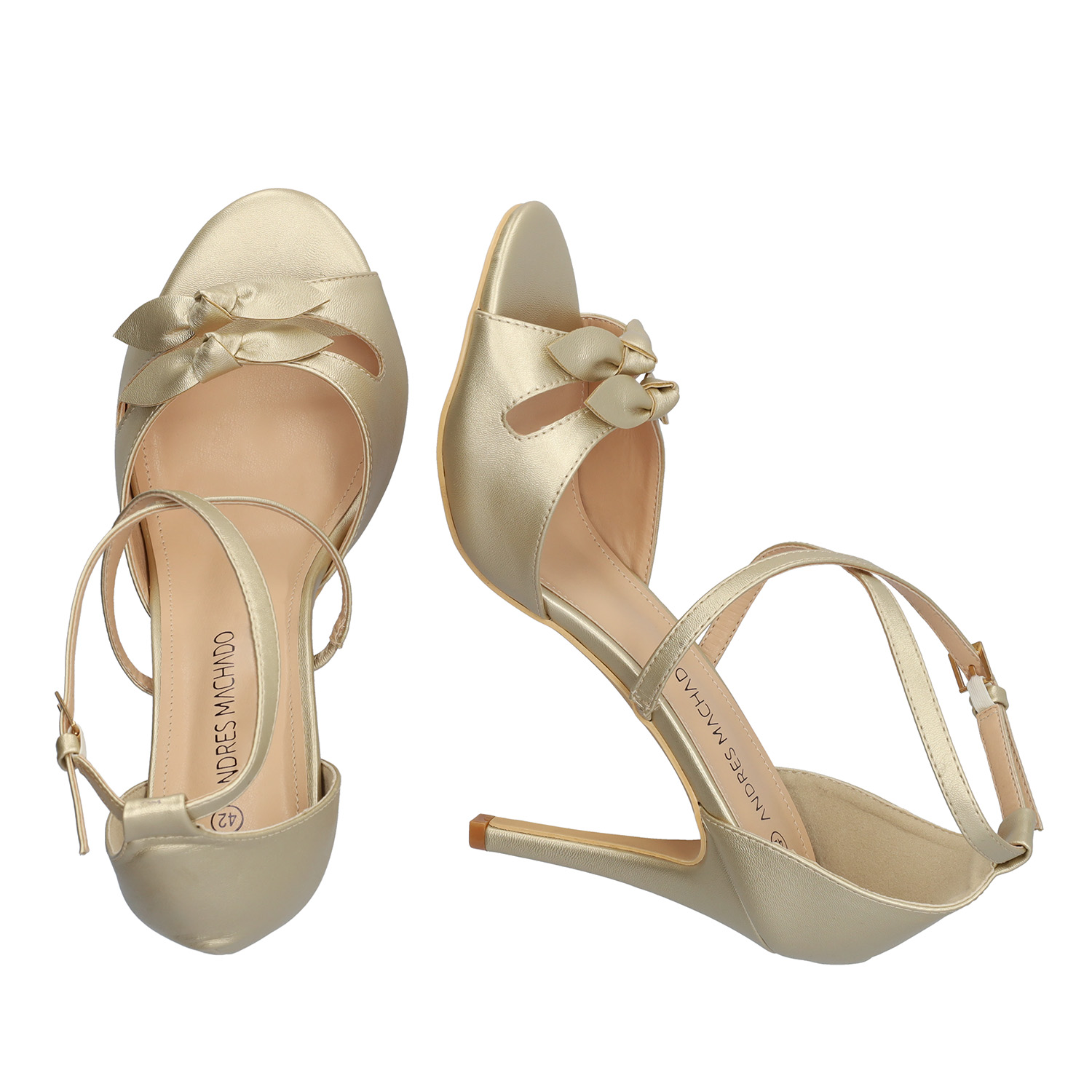 Golden soft color high-heeled sandals 