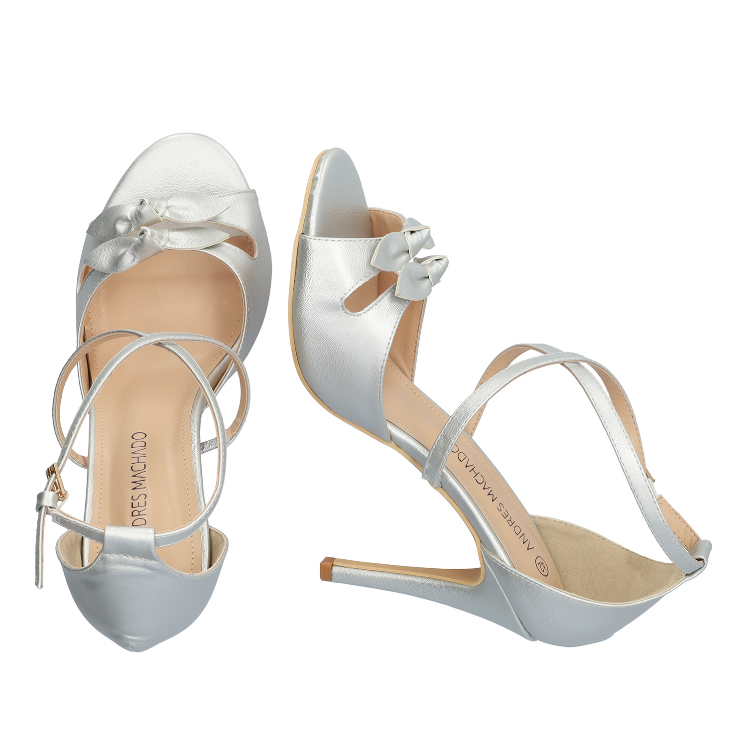 Silver soft color high-heeled sandals 