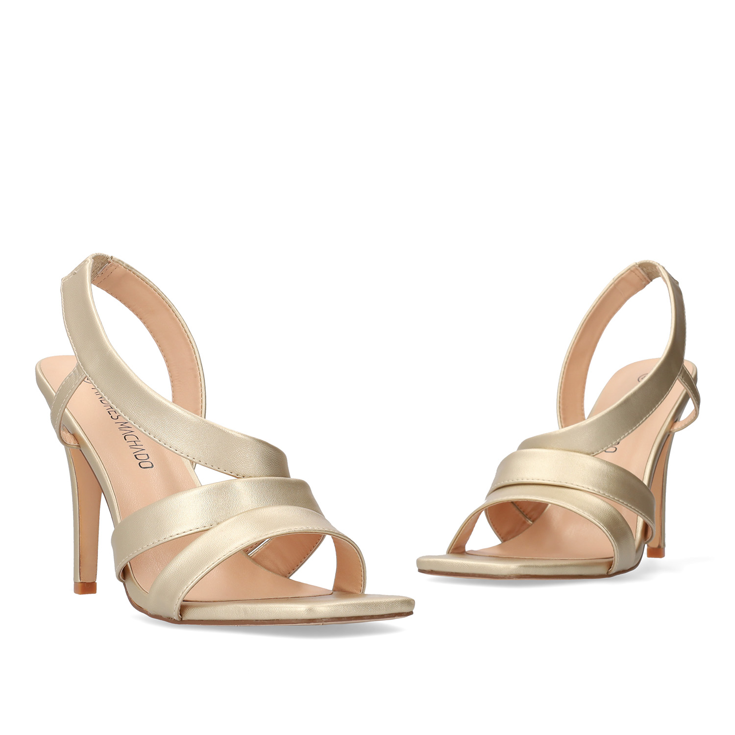 Gold soft color high-heeled sandals 