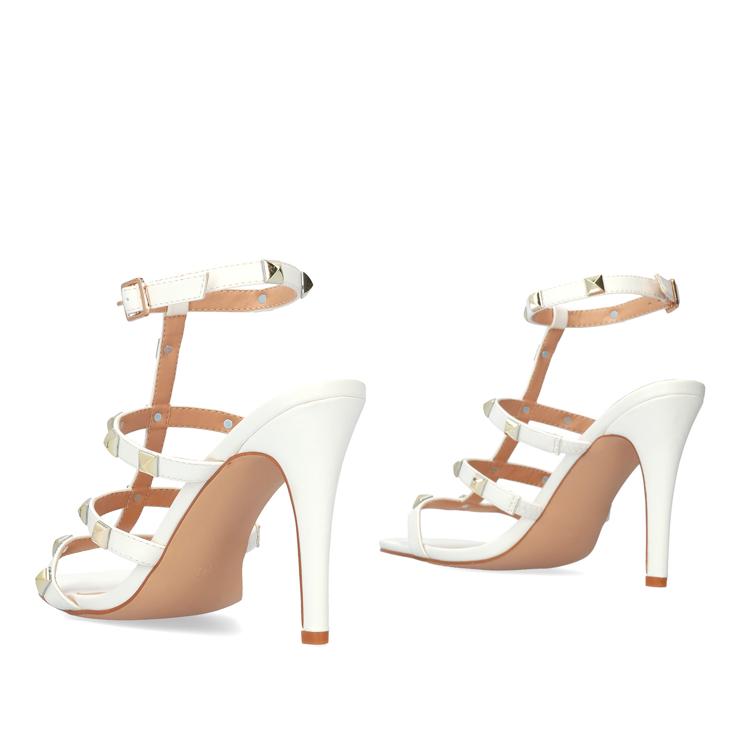 Soft white coloured hig heels sandals 