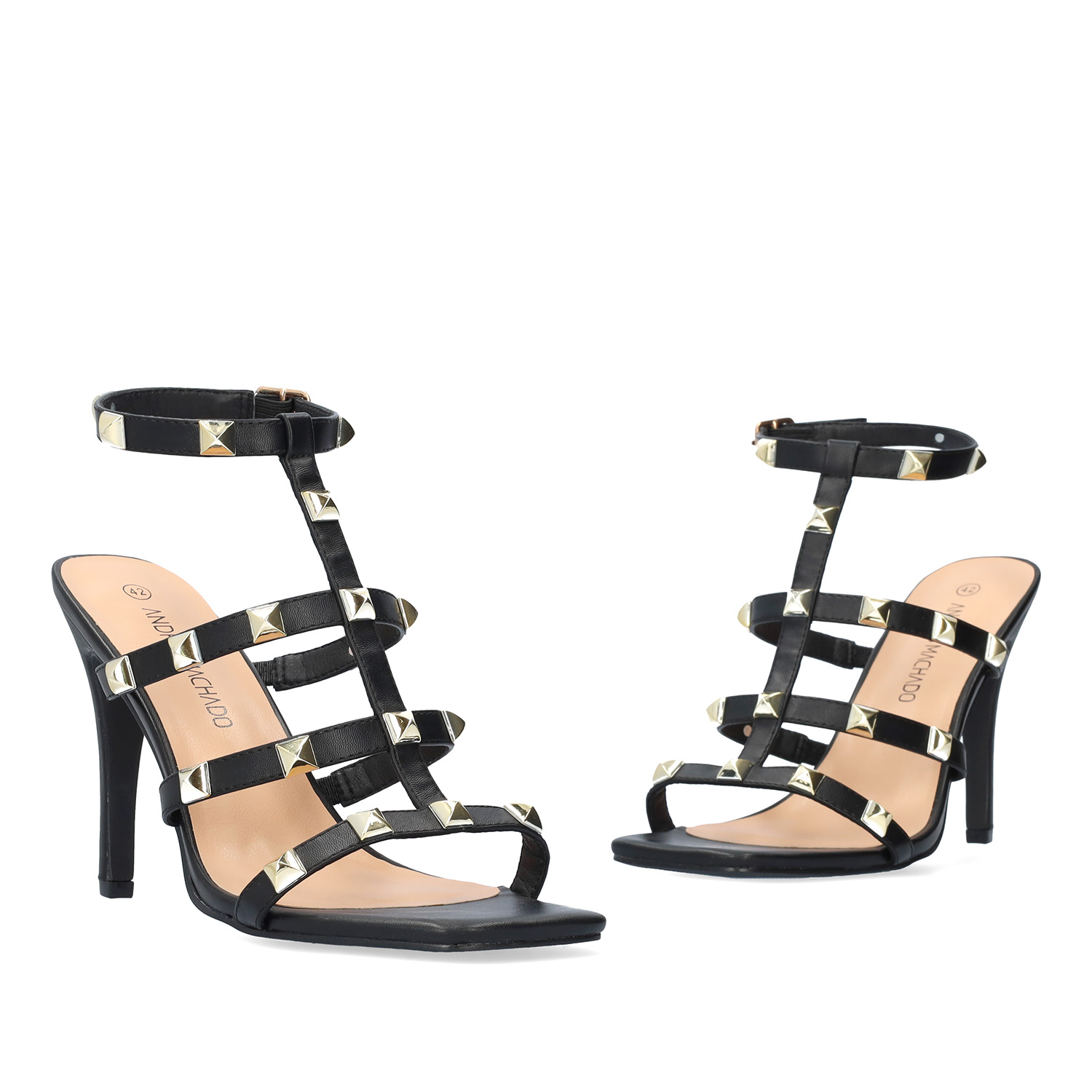Soft black coloured hig heels sandals 
