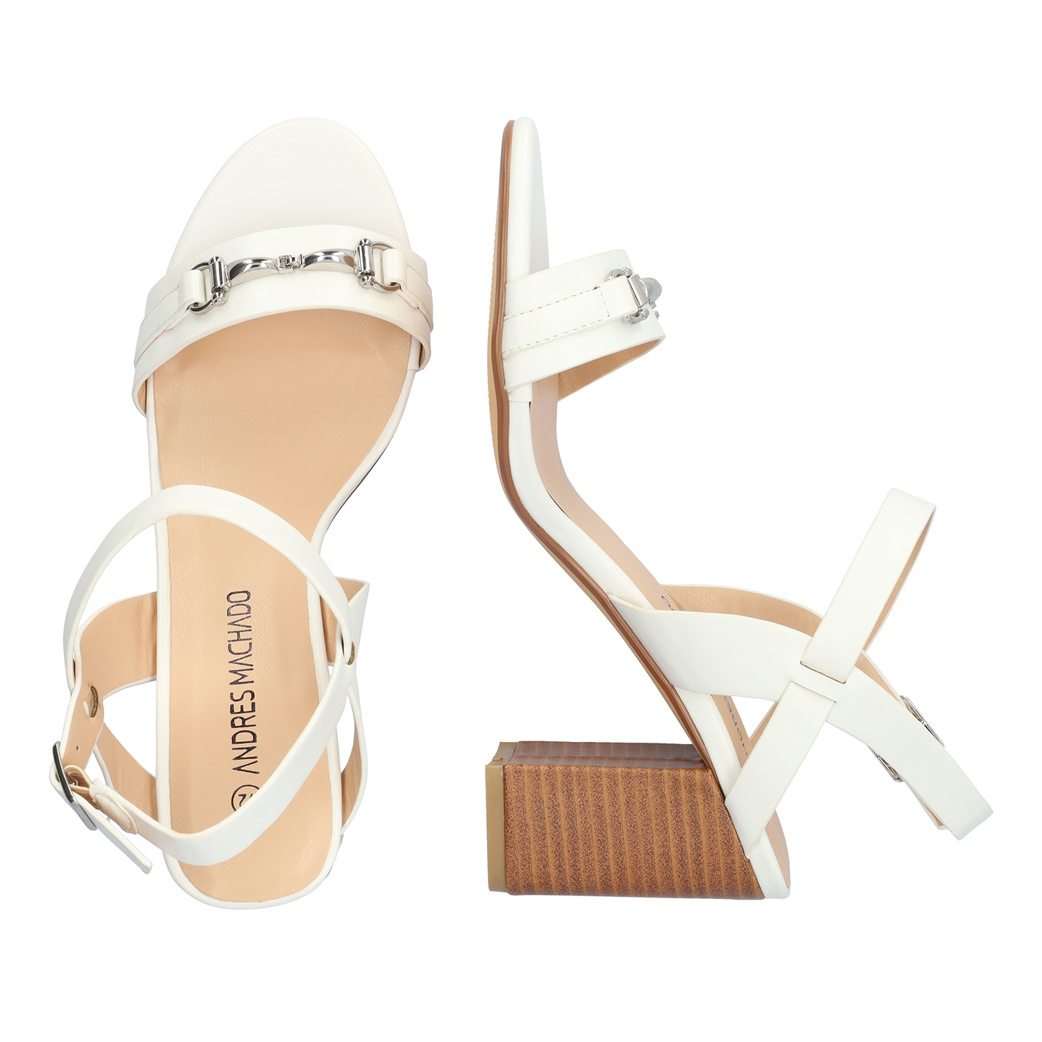 Squared heel sandal in soft white 