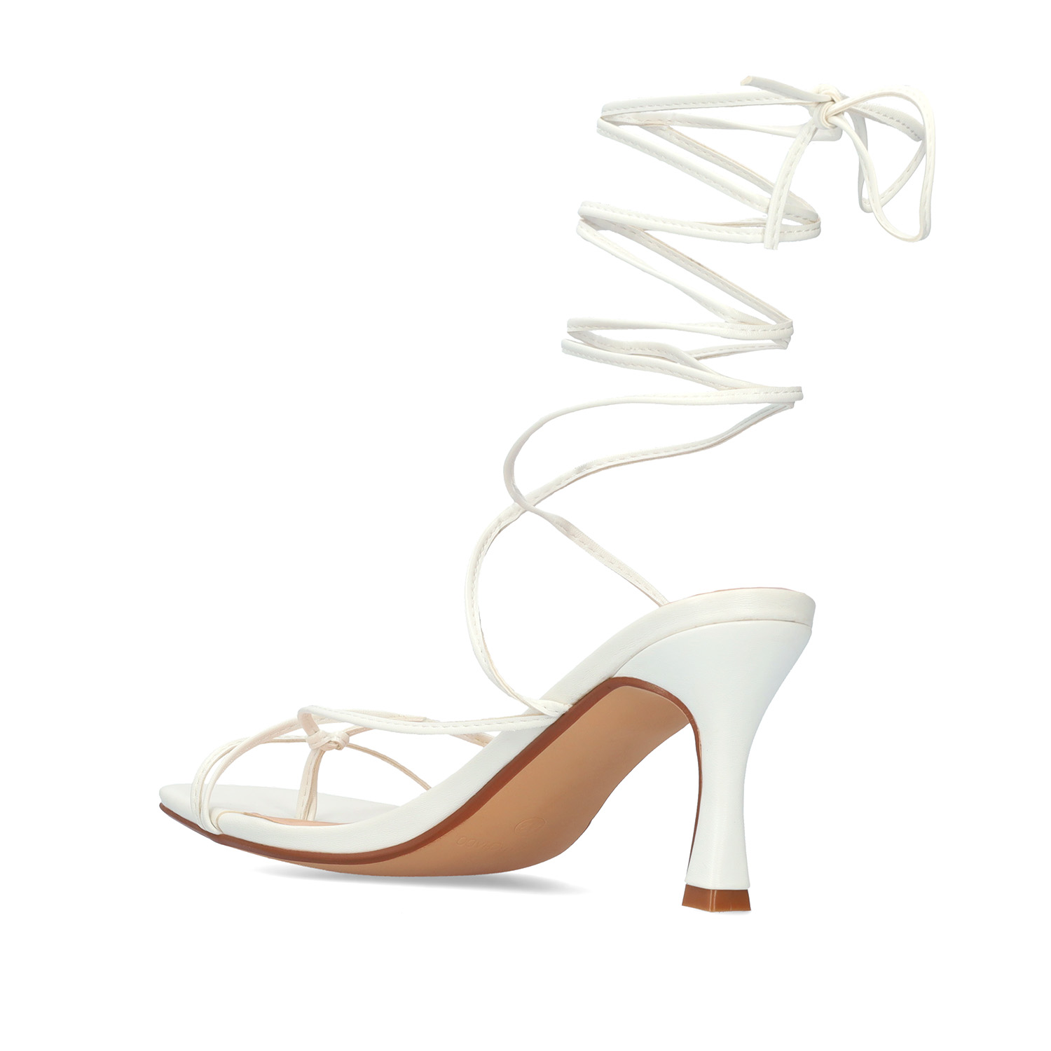 White soft sandal with Kitten heel 