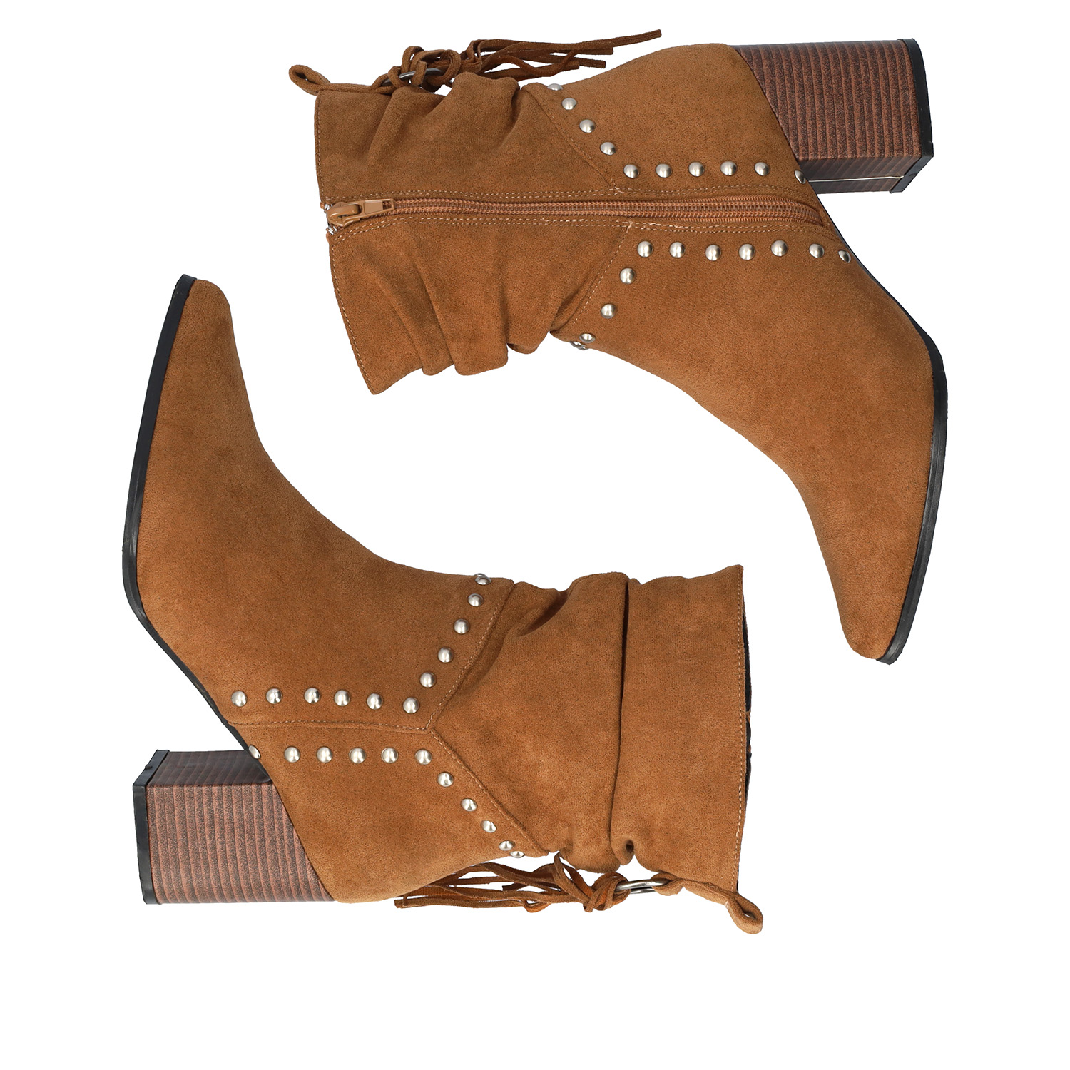 Brown faux suede cowboy high boots 