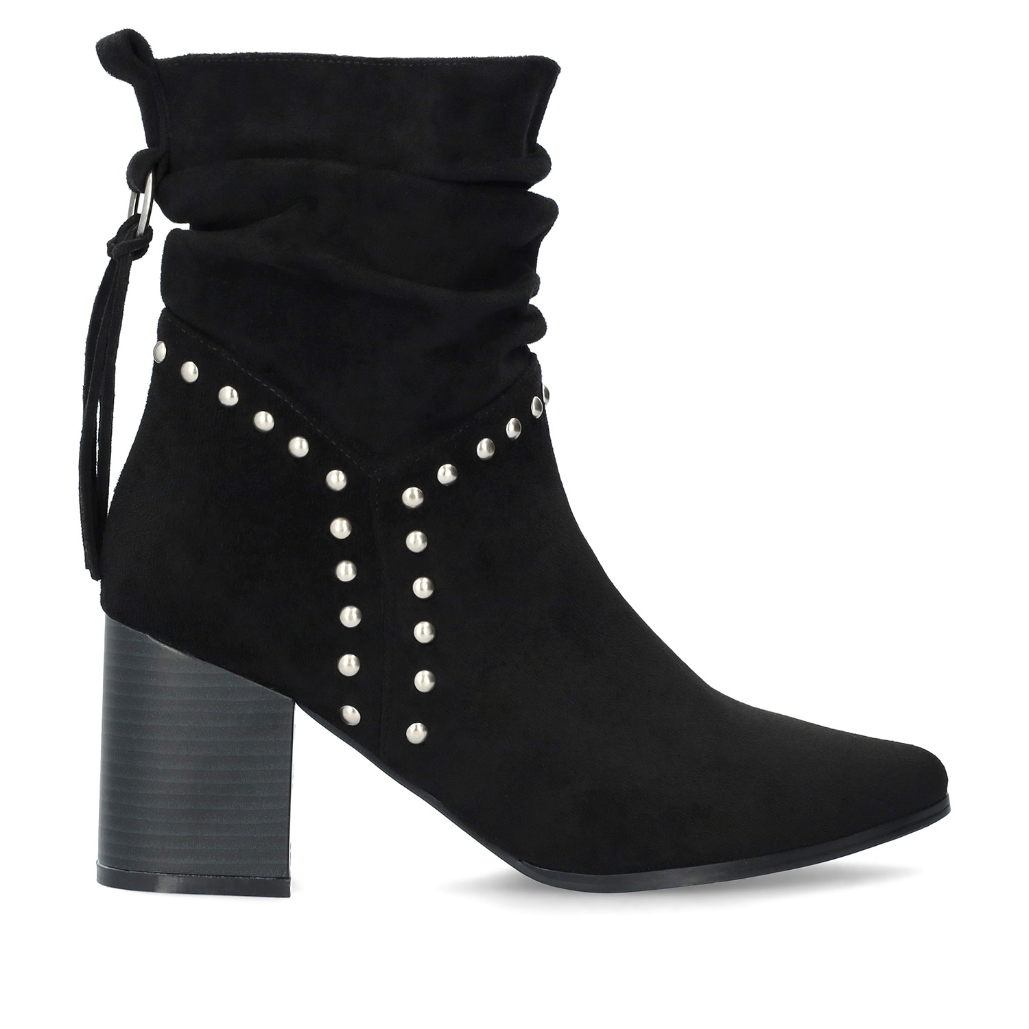 Black faux suede cowboy high boots 