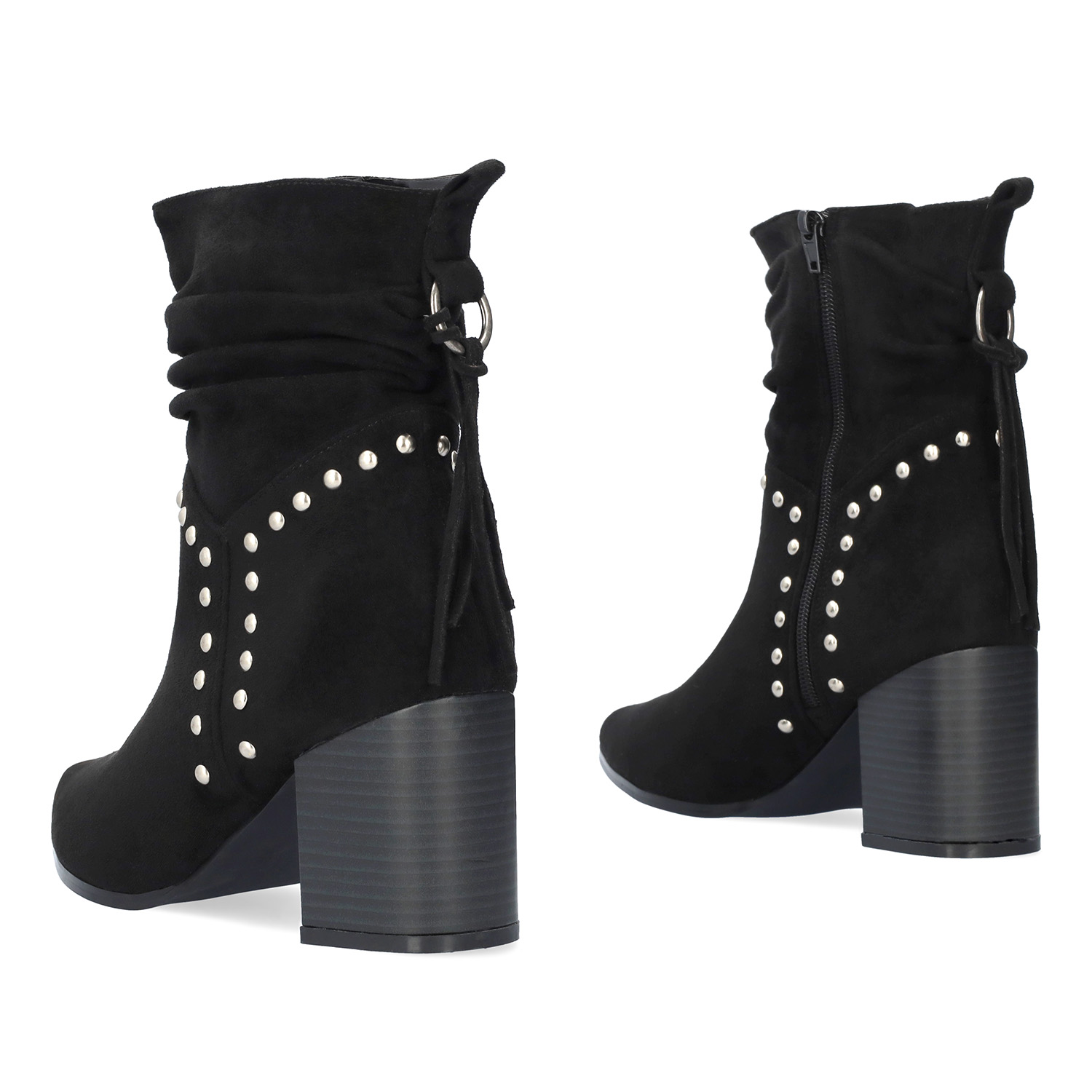 Black faux suede cowboy high boots 