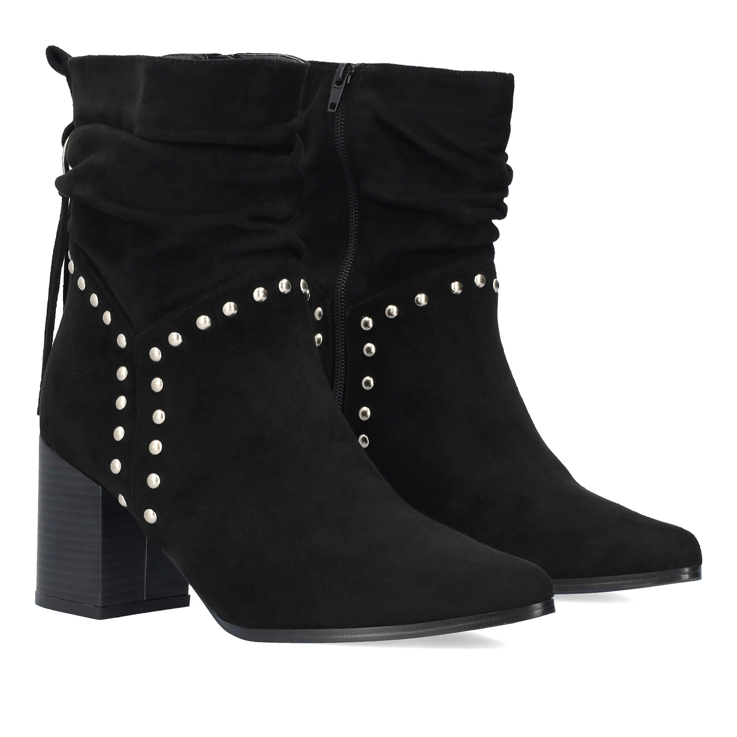 Black faux suede cowboy high boots 