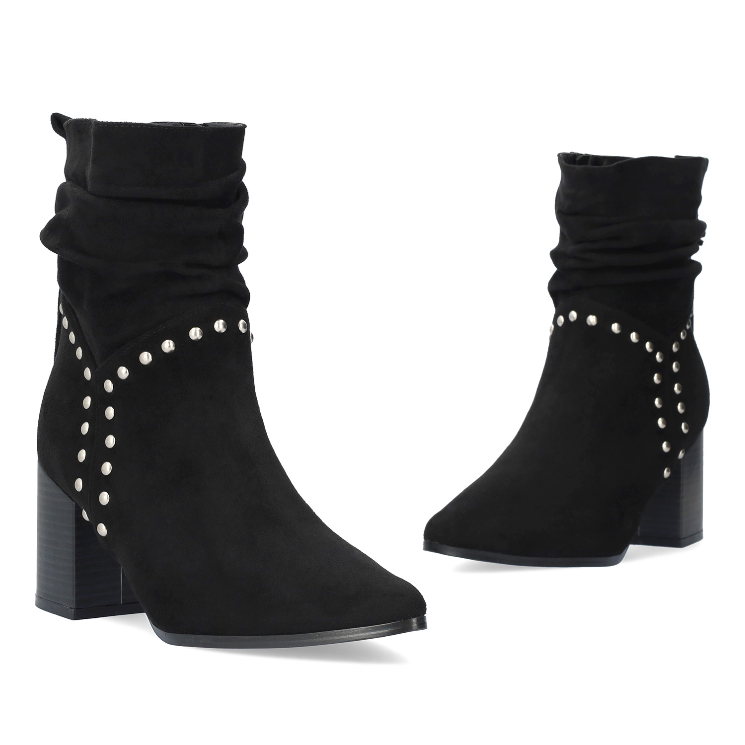 Black faux suede cowboy high boots 