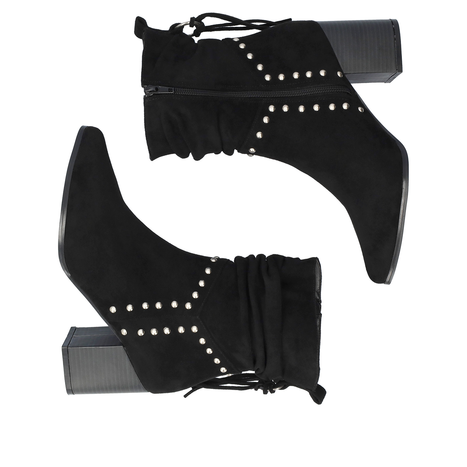 Black faux suede cowboy high boots 