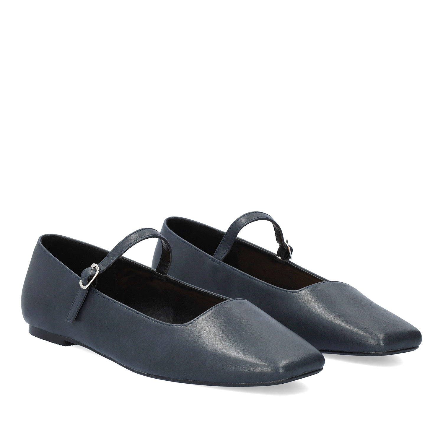 Flat navy ballerinas made in soft faux leather