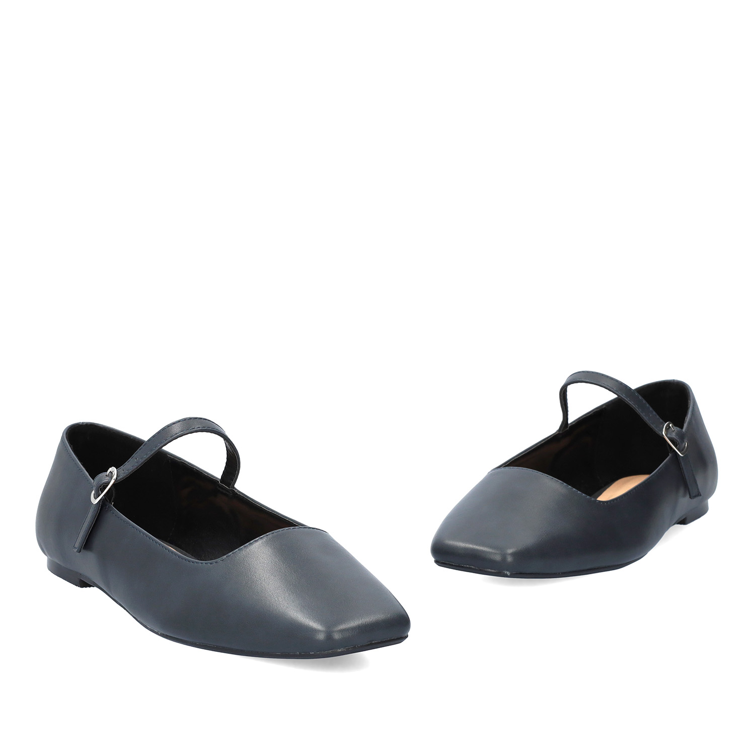 Flat navy ballerinas made in soft faux leather 