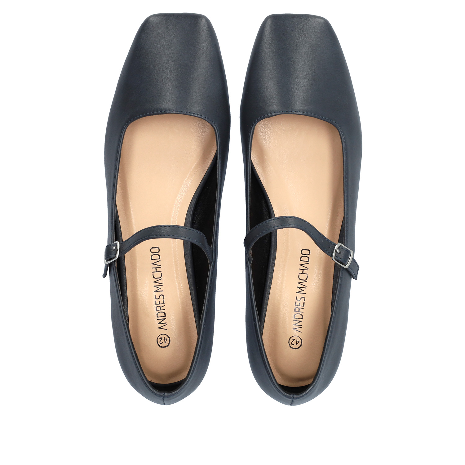 Flat navy ballerinas made in soft faux leather 