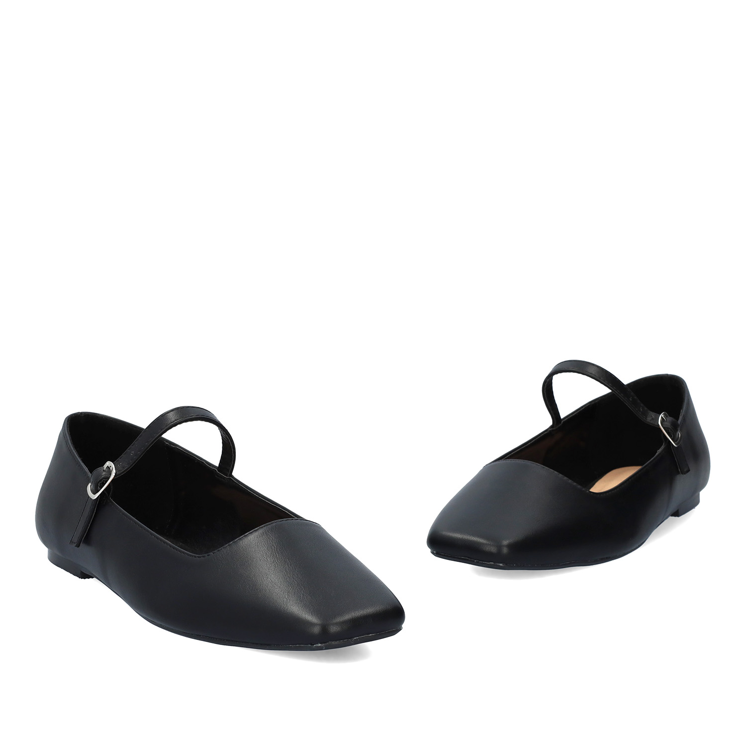 Mary Jane flacher Ballerina in Soft Schwarz Farbe 