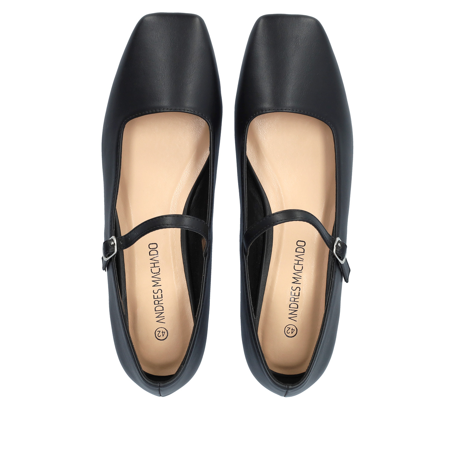 Mary Jane flacher Ballerina in Soft Schwarz Farbe 