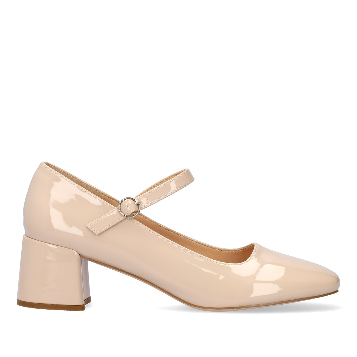 Mary Jane à talon en simili cuir verni beige 