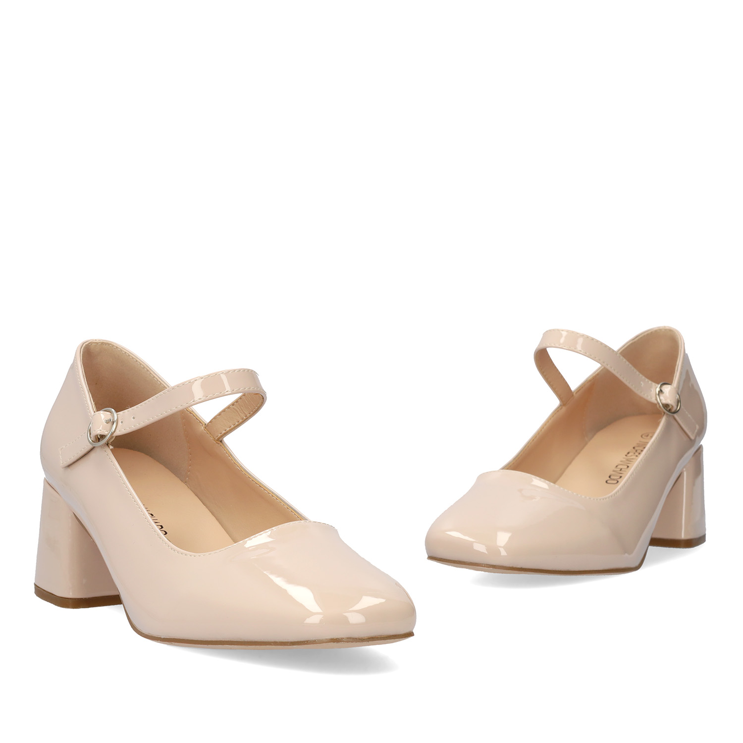 Patent beige faux leather heeled May Jane 