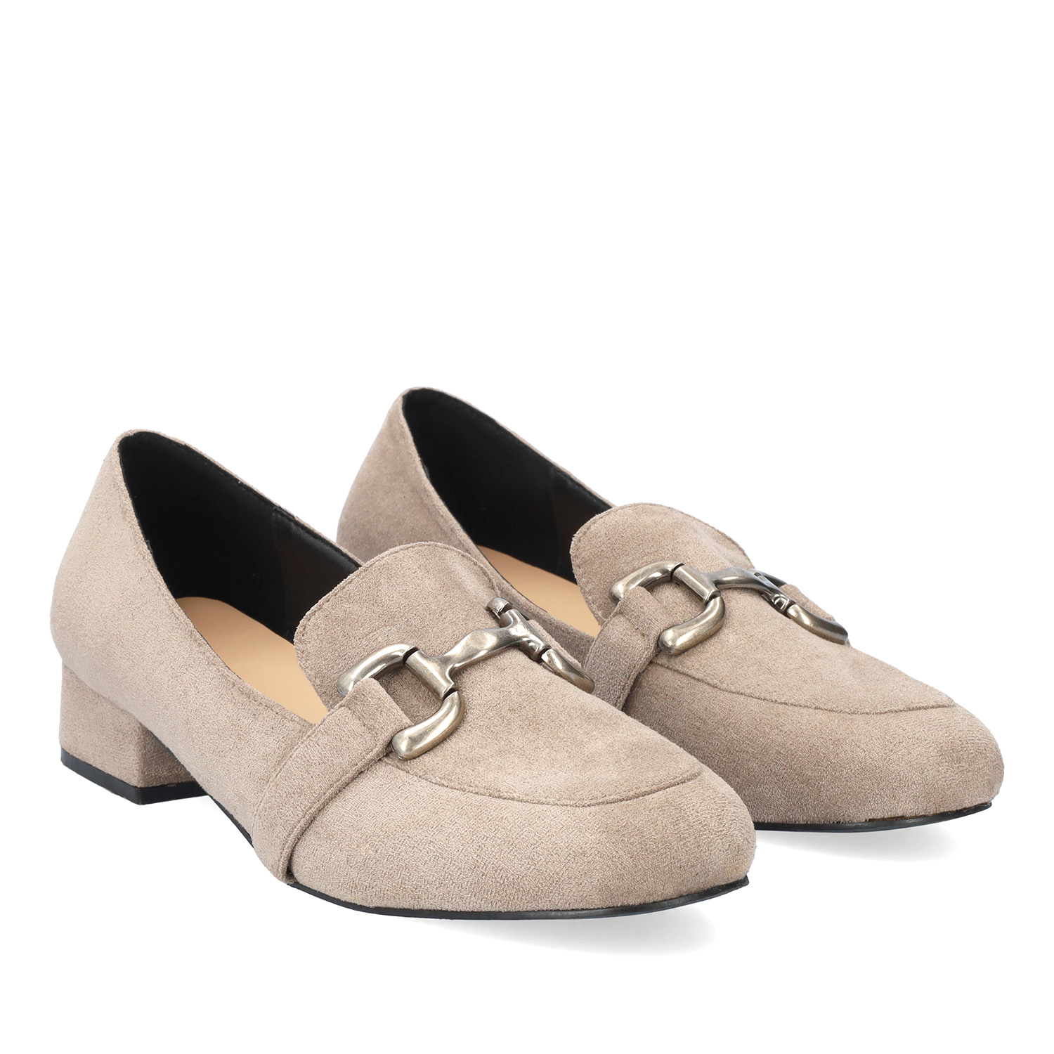 Heeled loafer in grey suede material 