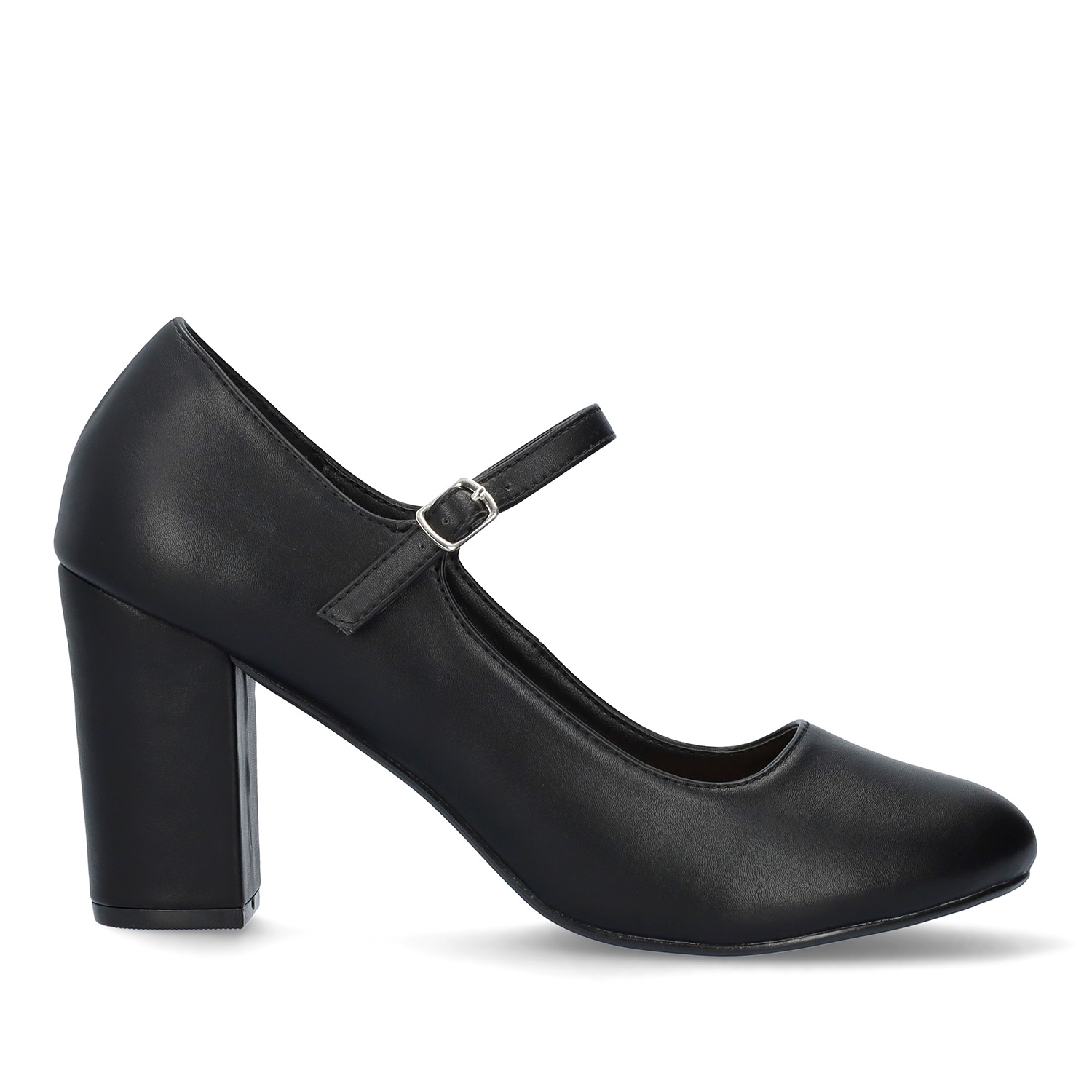 Mary Jane Stil Schuh mit Ferse in soft Schwarz Farbe 