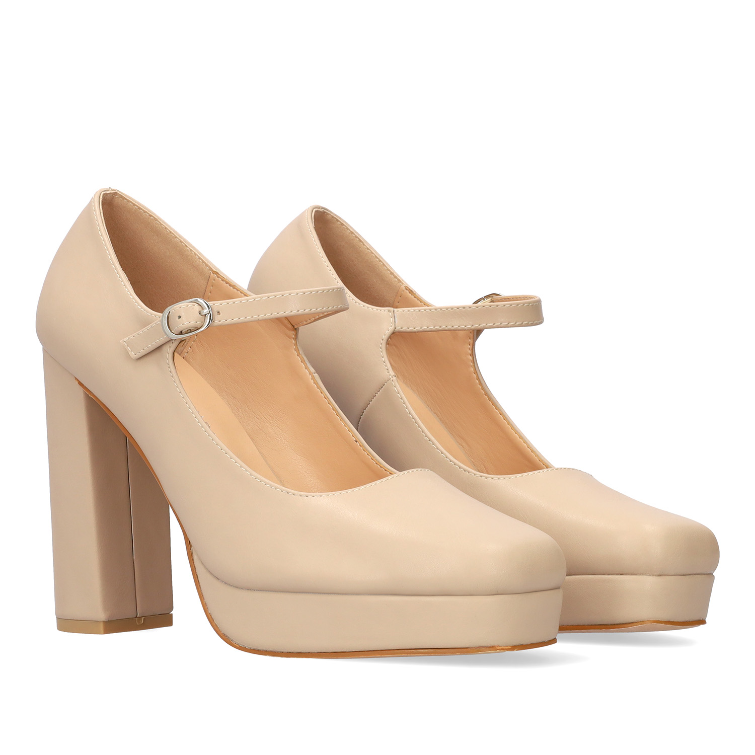 Heeled Mary Jane in soft beige colour 